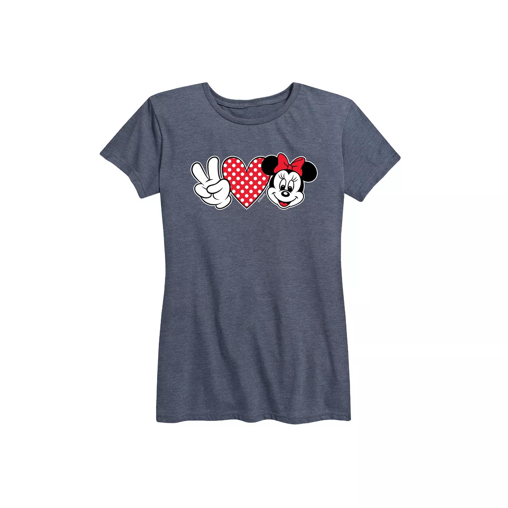 Disney's Minnie Mouse Women's Peace Love Graphic Tee,  Product Image
