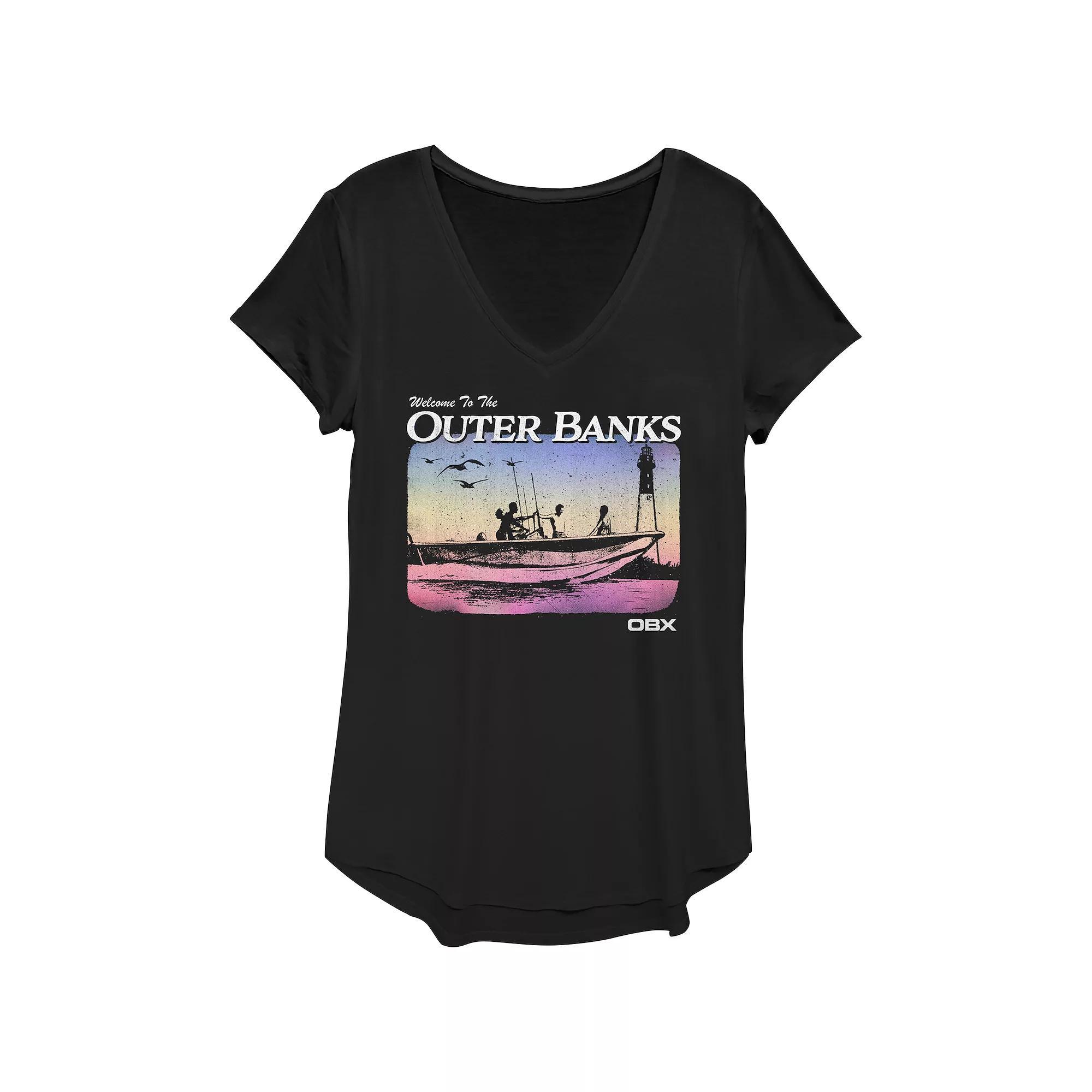 Women's Welcome To The Outer Banks Graphic Tee, Girl's, Size: XS, Black Product Image
