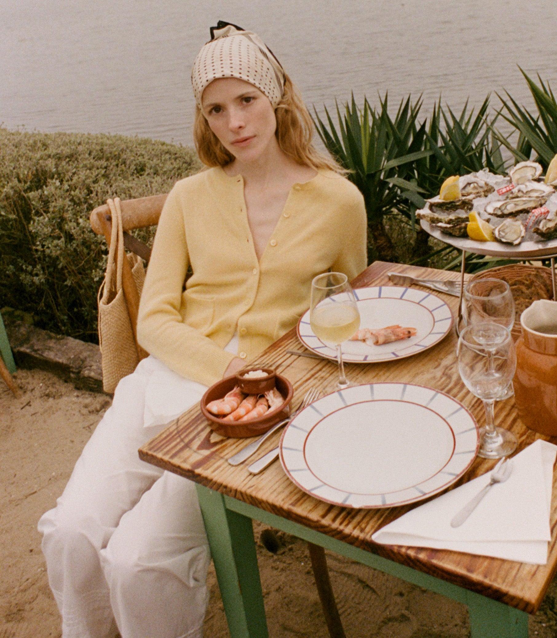 FREYA CASHMERE CARDIGAN -- LEMON CHIFFON Product Image