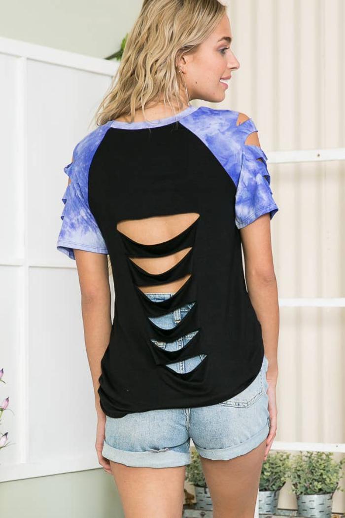 CUTOUT TOP WITH TIE-DYE Product Image