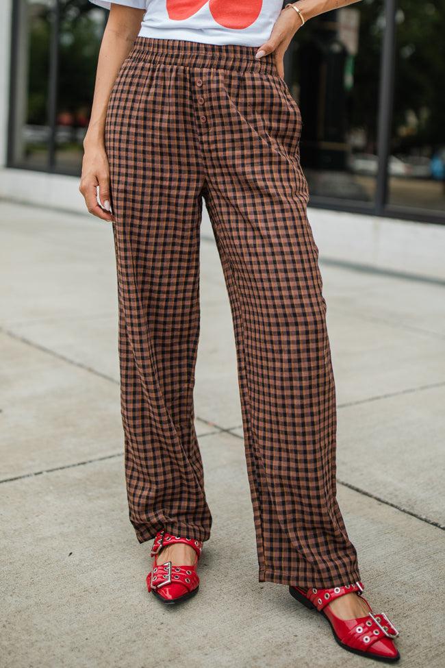 Daydreamer Brown and Black Plaid Boxer Pants FINAL SALE Product Image