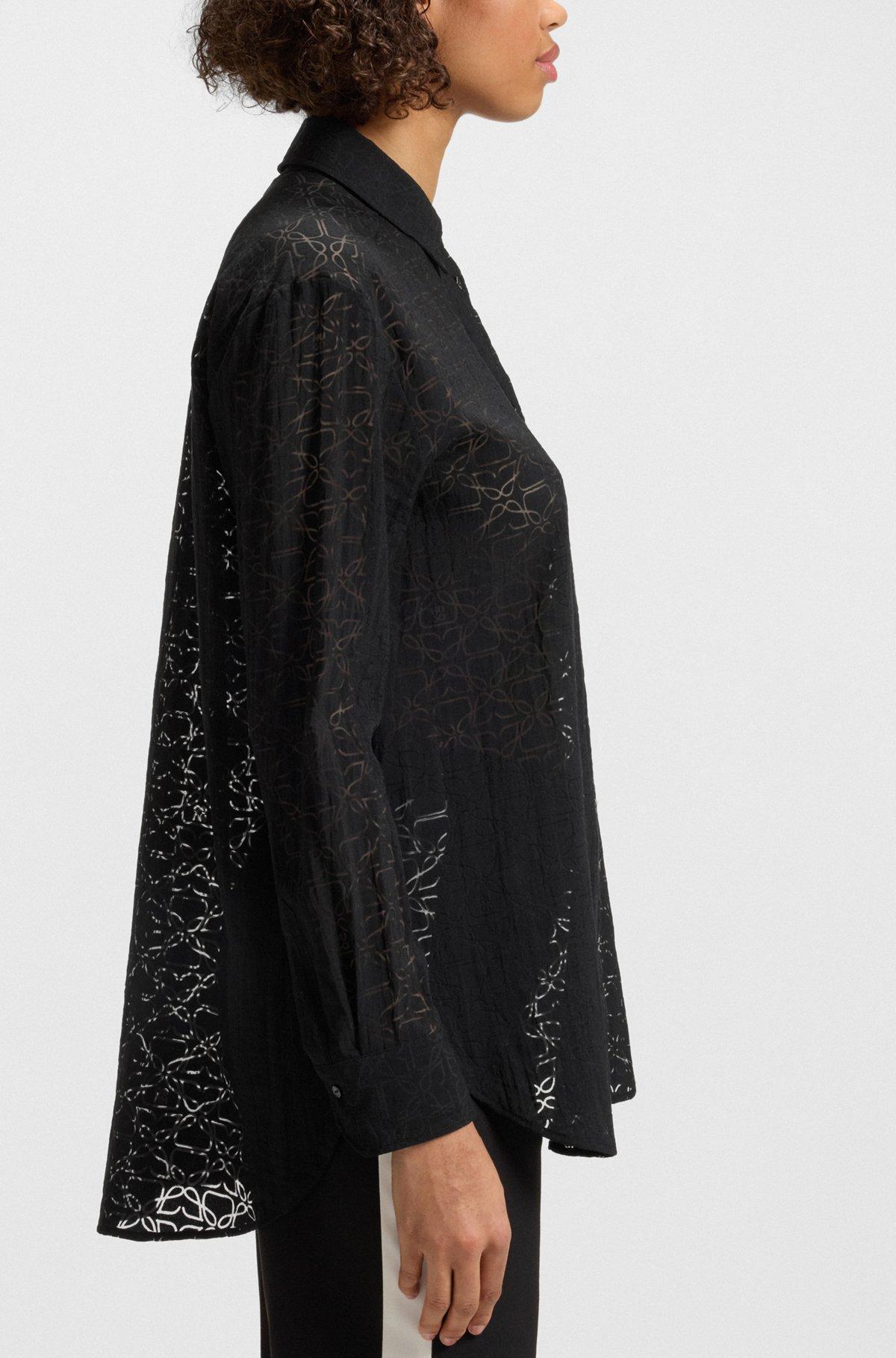 HUGO - Oversize-fit blouse with burnout pattern - Patterned Product Image