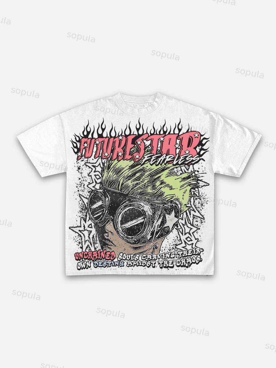 Fearless Vintage Street Trend Portrait Graphic Cotton T-shirt Product Image