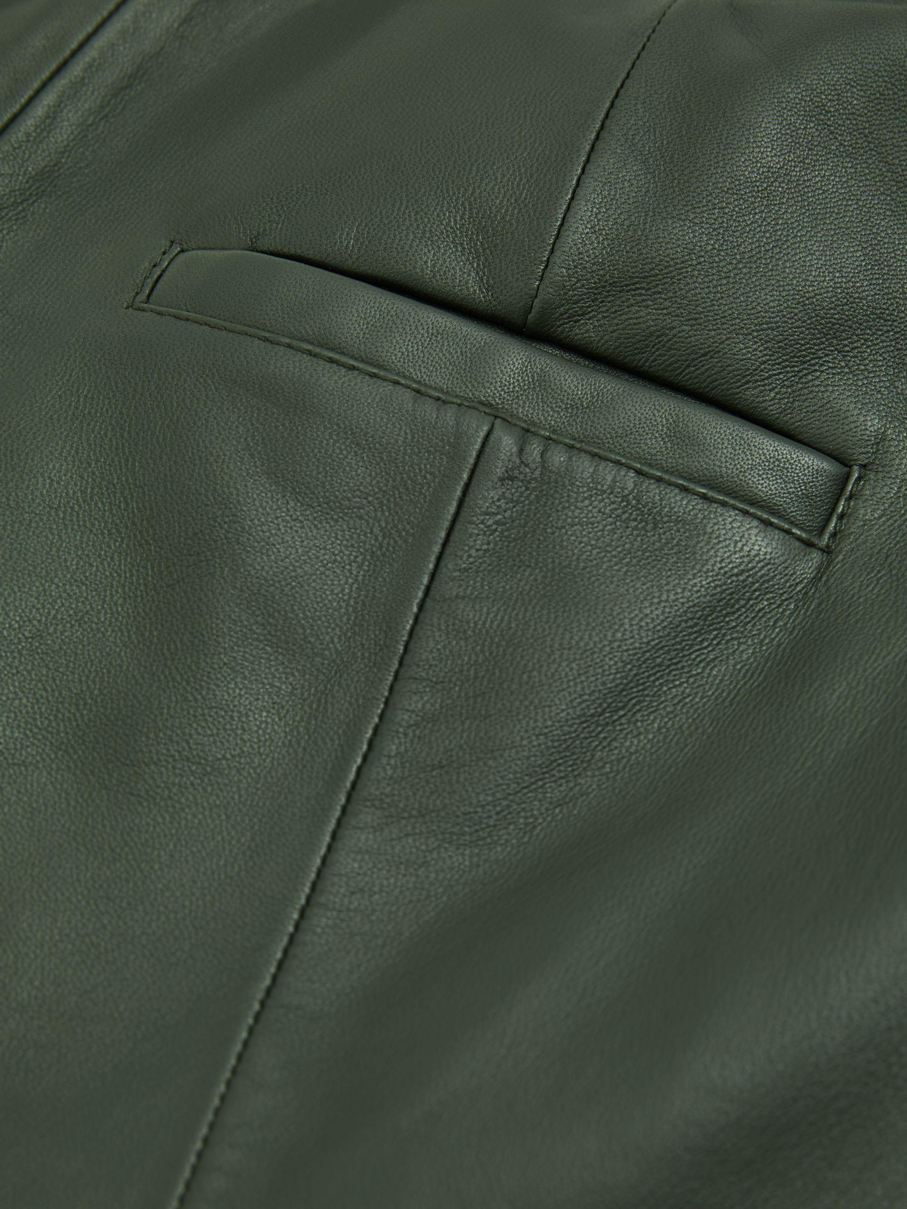 Florere Tapered Leather Trousers in Khaki Product Image