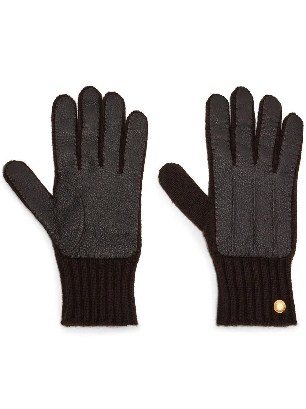 TOM FORD Ribbed-knit Gloves In Brown Product Image