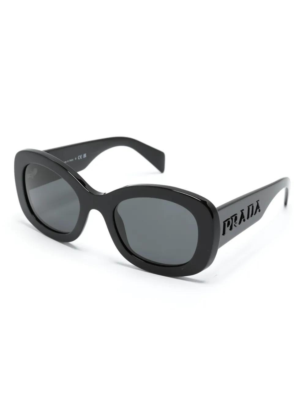 PRADA Logo-embossed Oversize-frame Sunglasses In Gray Product Image