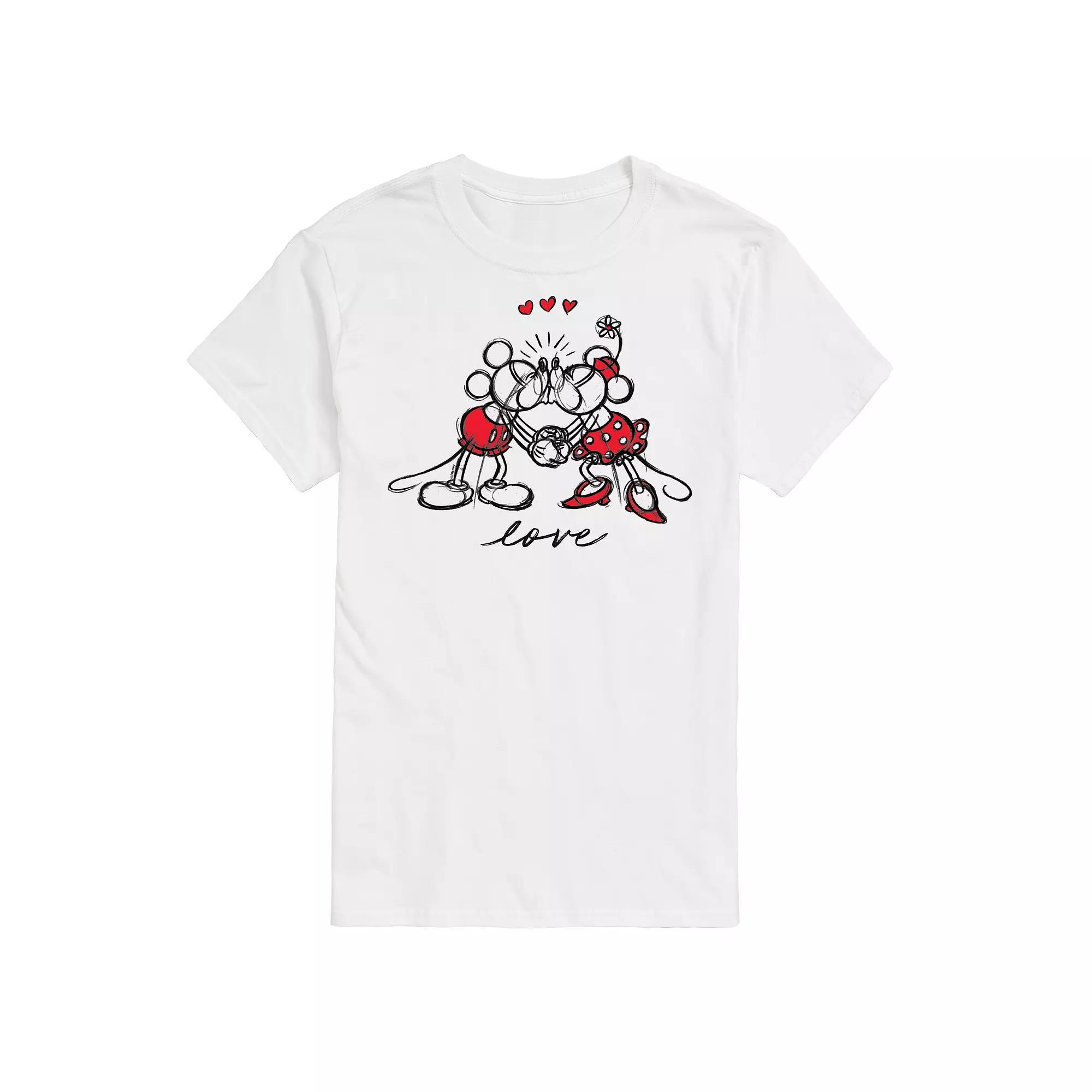 Disney's Men's Mickey Minnie Love Graphic Tee, Size: XL, White Product Image