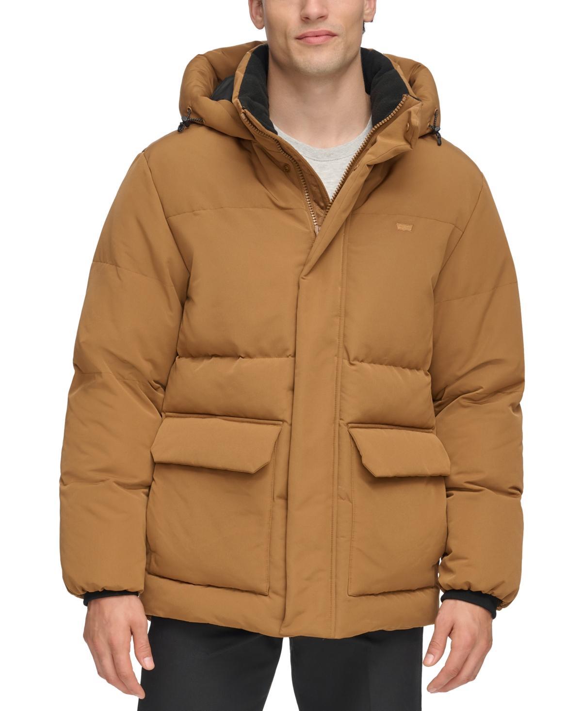 Mens Levis Heavyweight Hooded Puffer Parka Coat Green Product Image