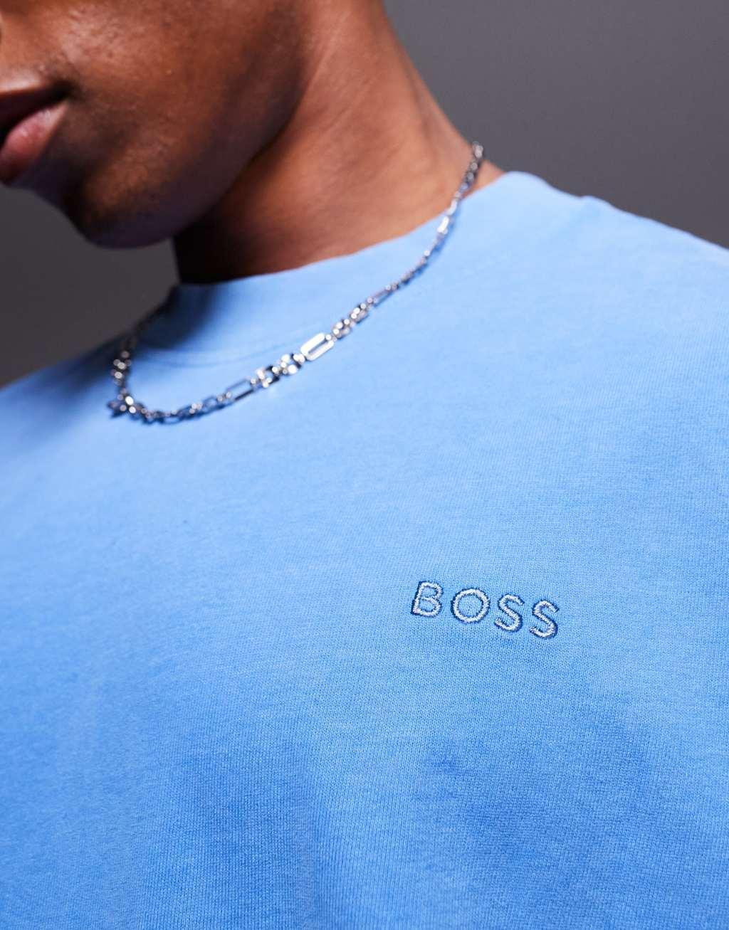 BOSS Orange relaxed fit t-shirt in garment dyed light blue Product Image