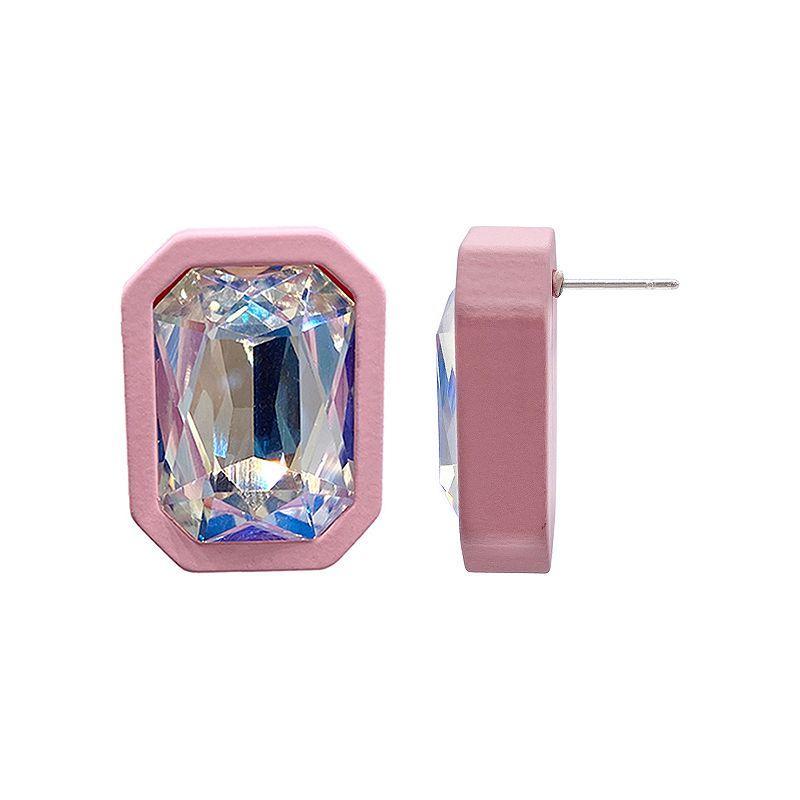 Adornia Edged Crystal Cushion Centre Stud Earrings Product Image