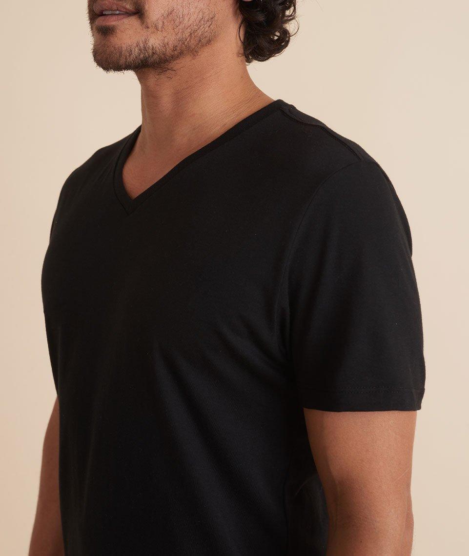 Signature V-Neck Tee in Black Product Image