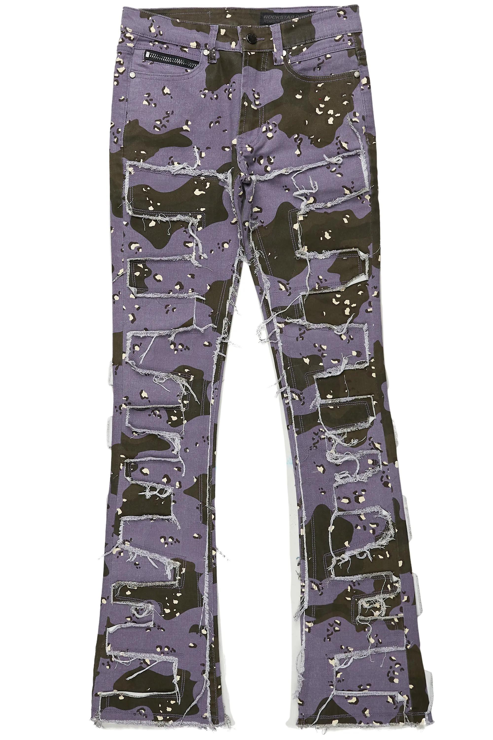 Shake Purple Camo Stacked Flare Jean Male Product Image