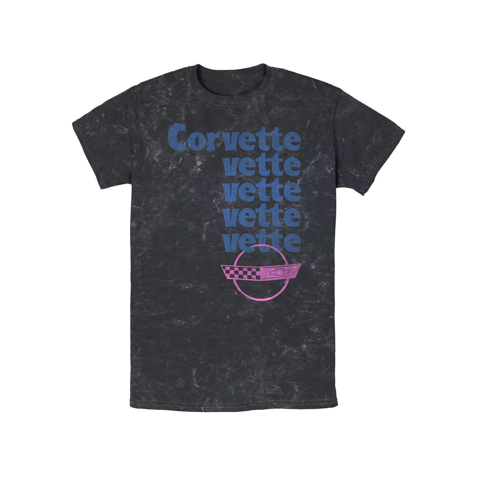 Men's Corvette Vette Stack Mineral Wash Graphic Tee, Size: XL, Black Product Image