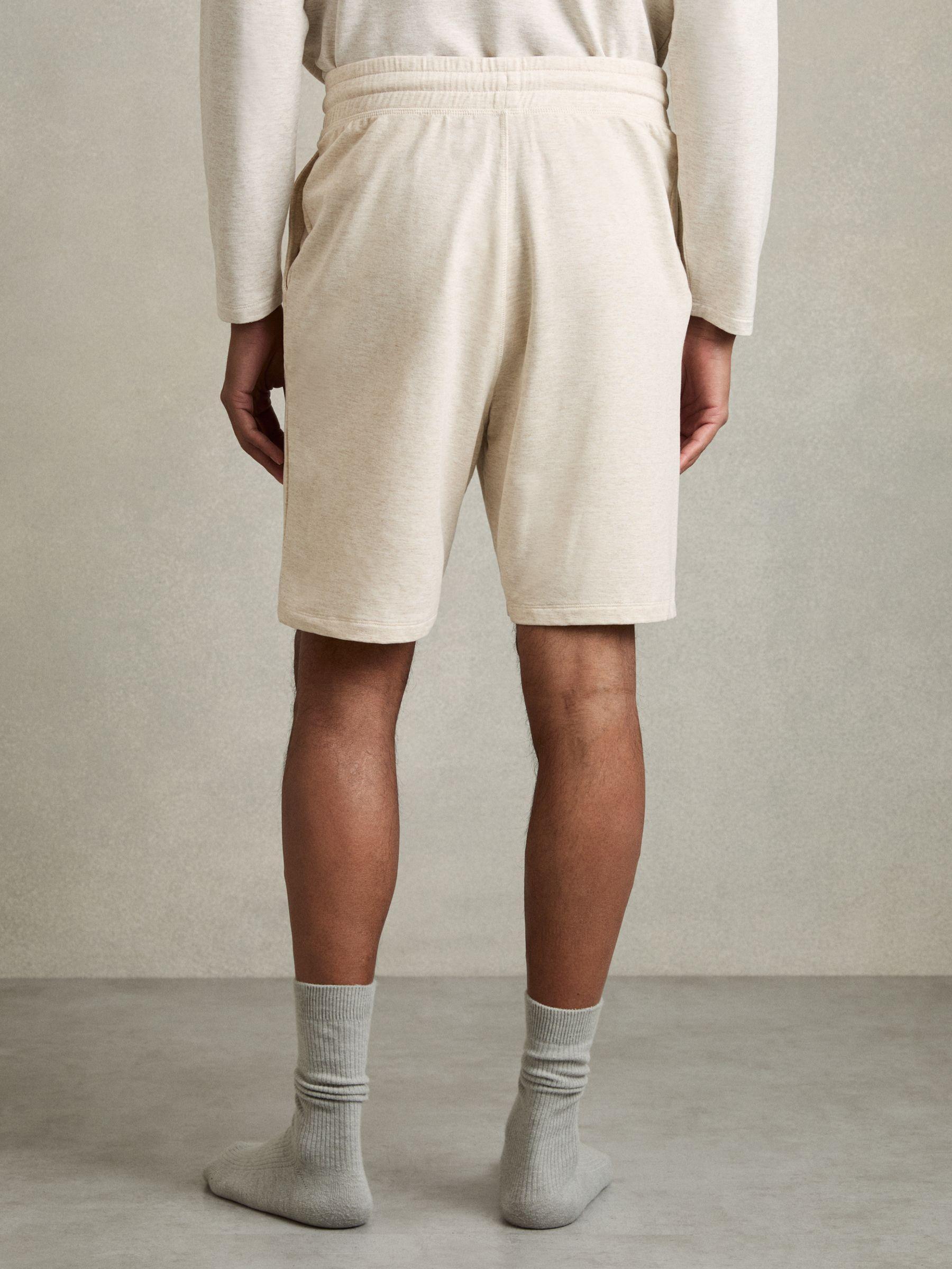 Drawstring Fleece Lined Shorts in Oatmeal Melange Product Image