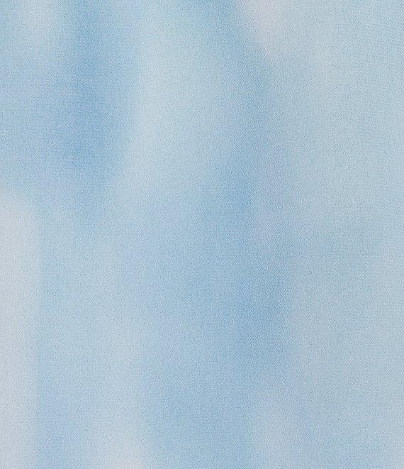 Calvin Klein Printed Ruffle Mock Neck Short Sleeve Keyhole Button Back Blouse Product Image