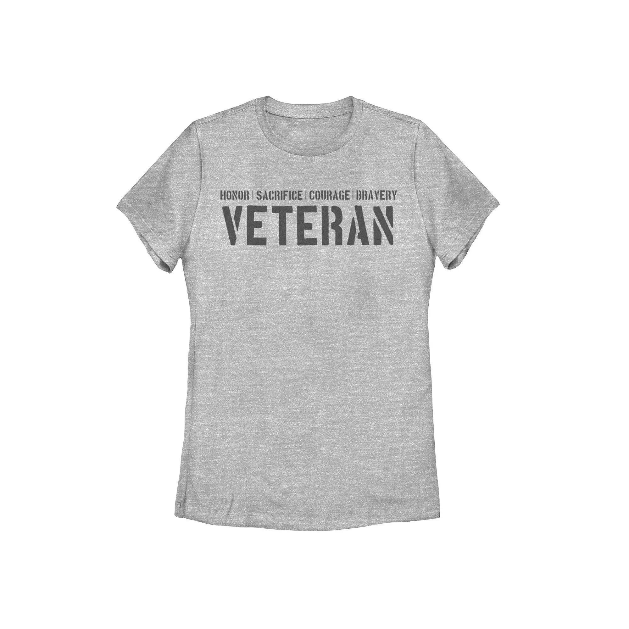 Junior's Attributes Of A Veteran Tee, Girl's, Size: XL, Athletic Grey Product Image