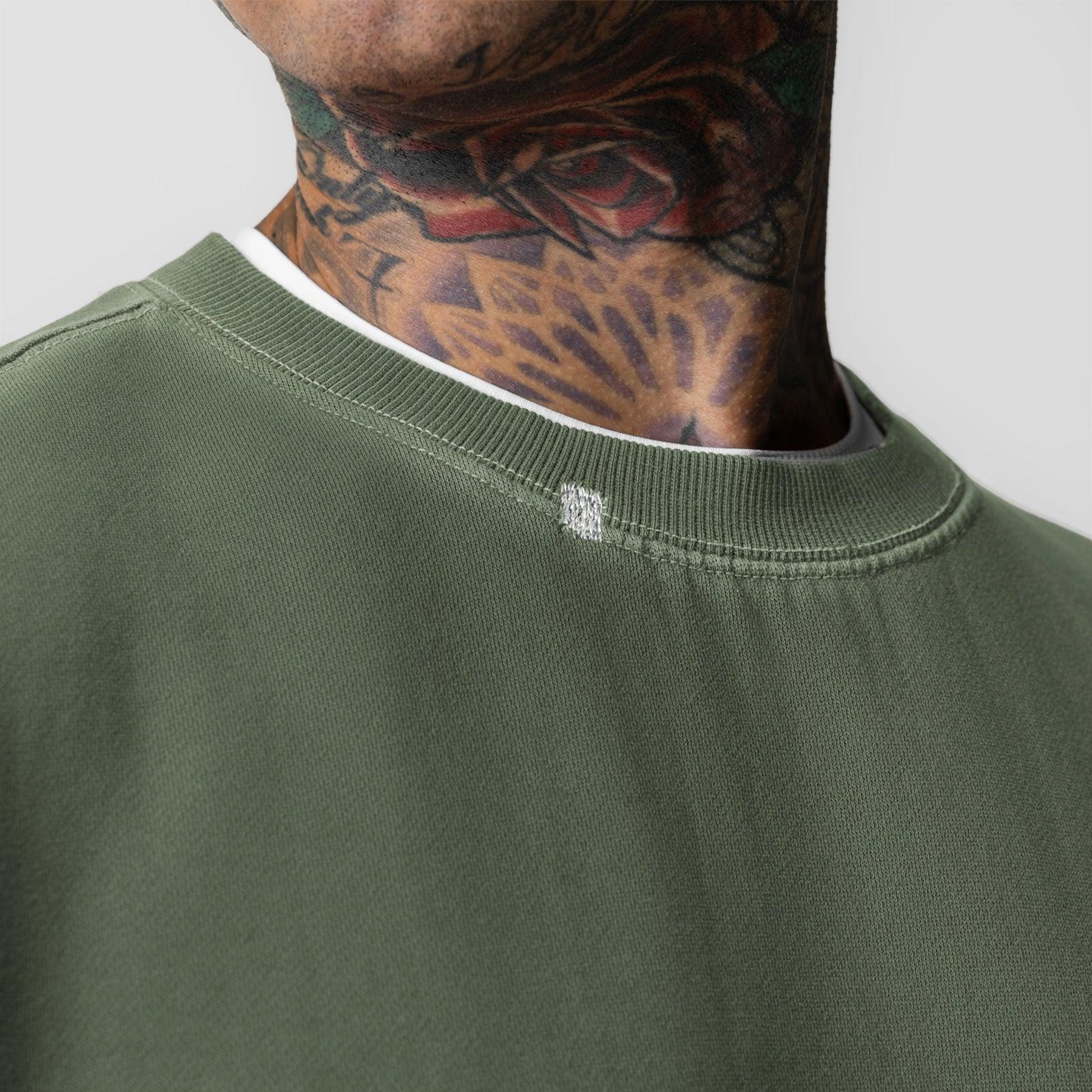 0861. Tech Essential™ Distressed Crewneck - Faded Olive Product Image