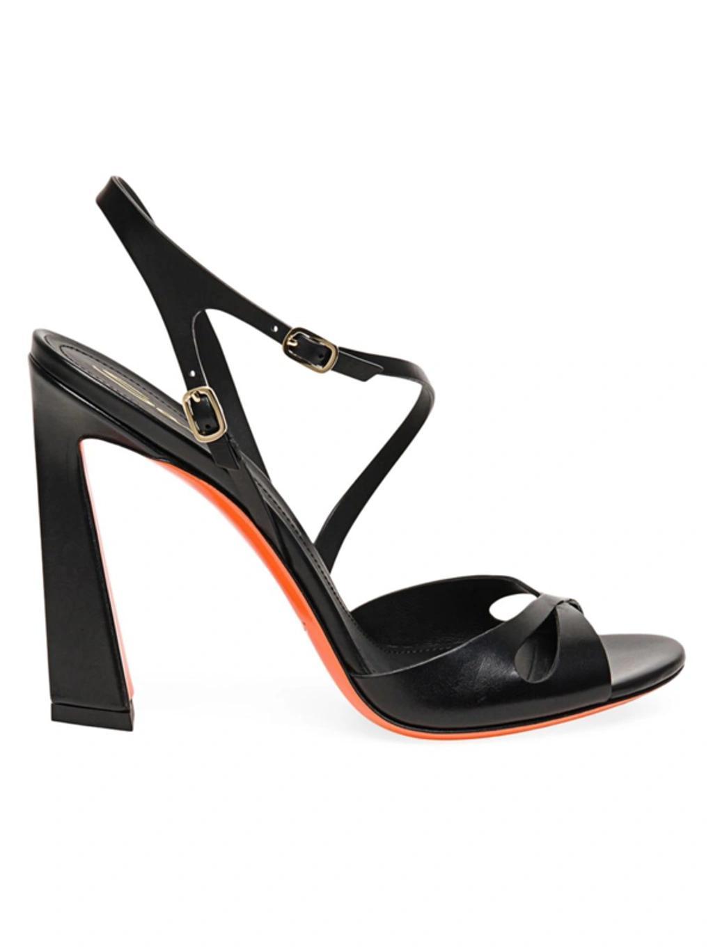 SANTONI New Haleth Angular Block-heel Sandals In Black Product Image