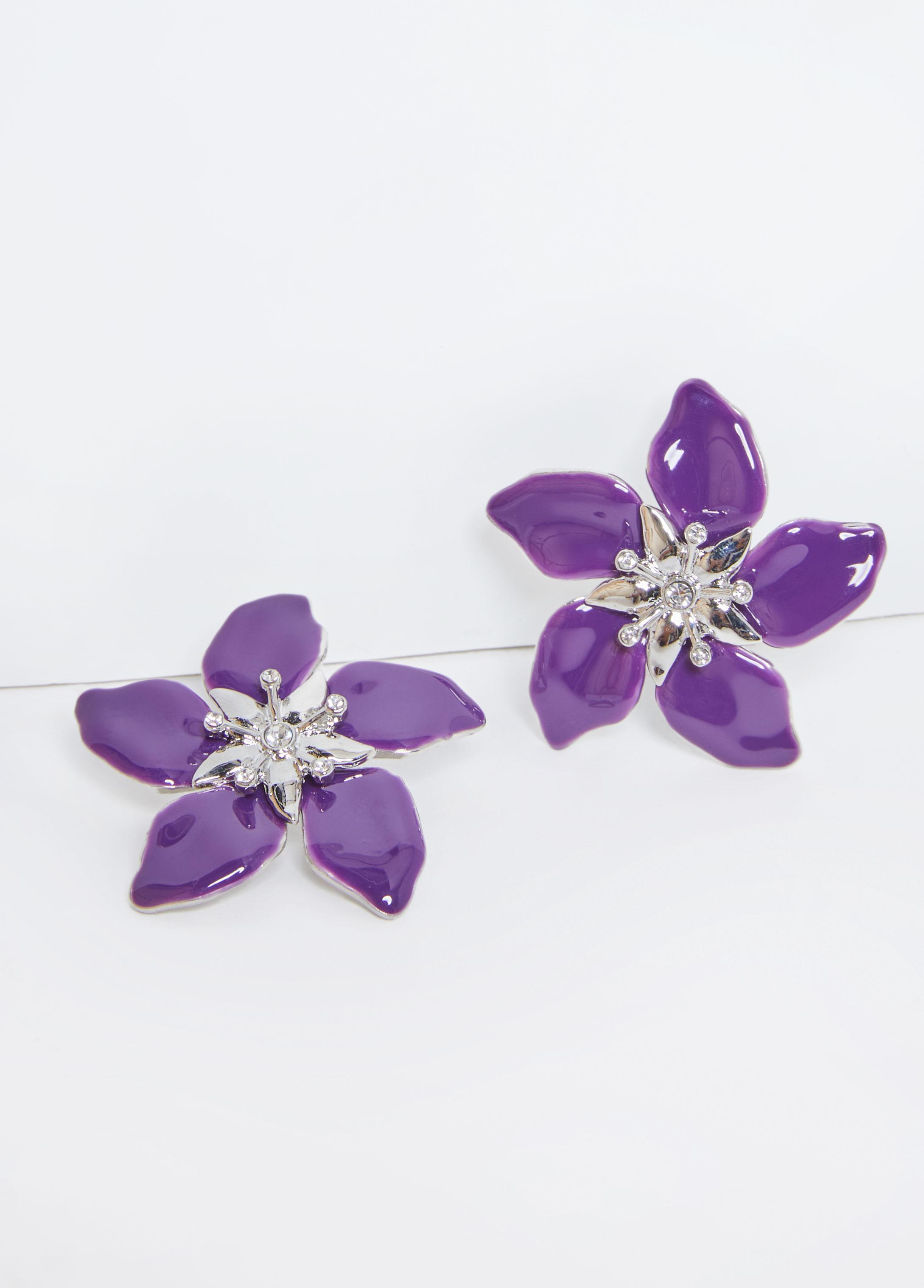 Silver Tone Flower Earrings Product Image