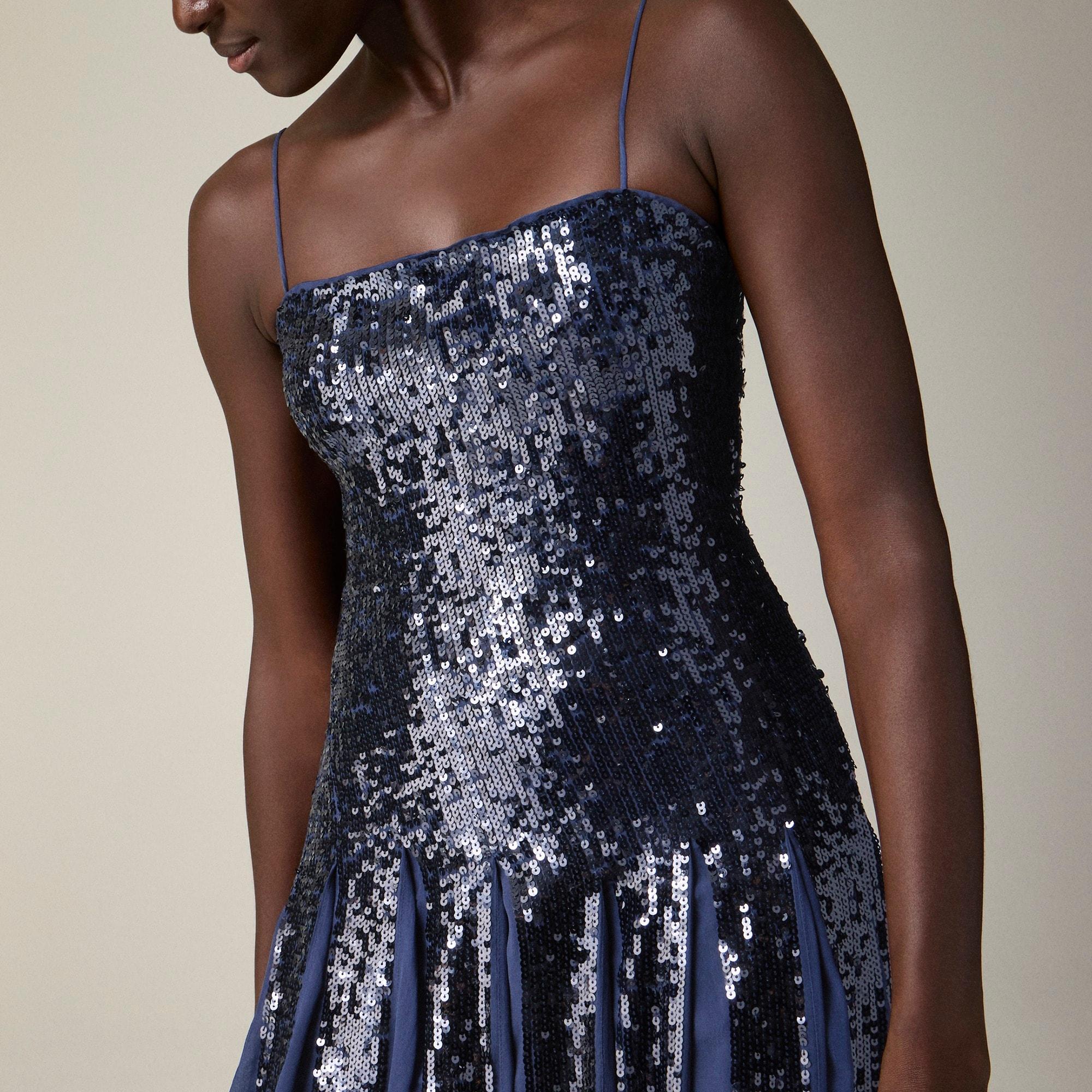 Christopher John Rogers X J.Crew pleated dress in sequins Product Image