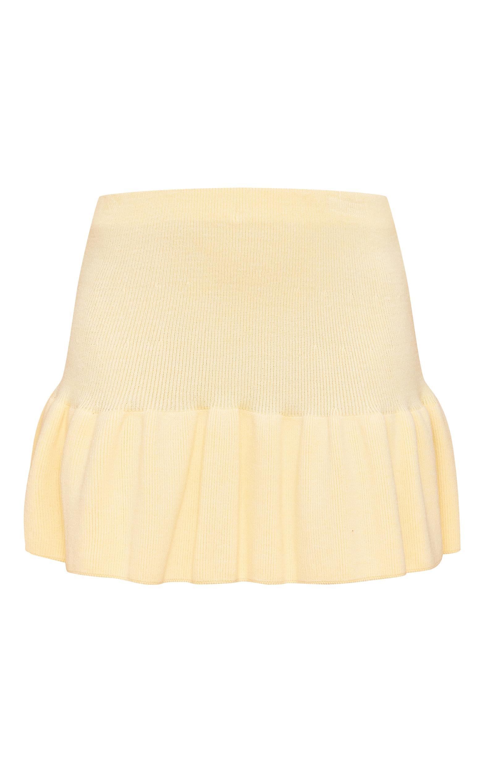 Yellow Knitted Pleated Skirt Product Image