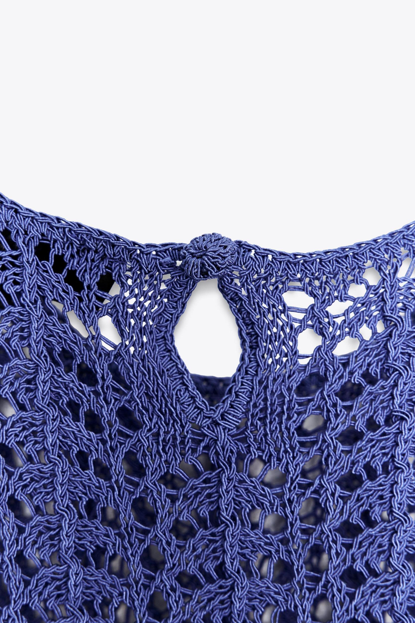 FRINGED CROCHET KNIT TOP Product Image