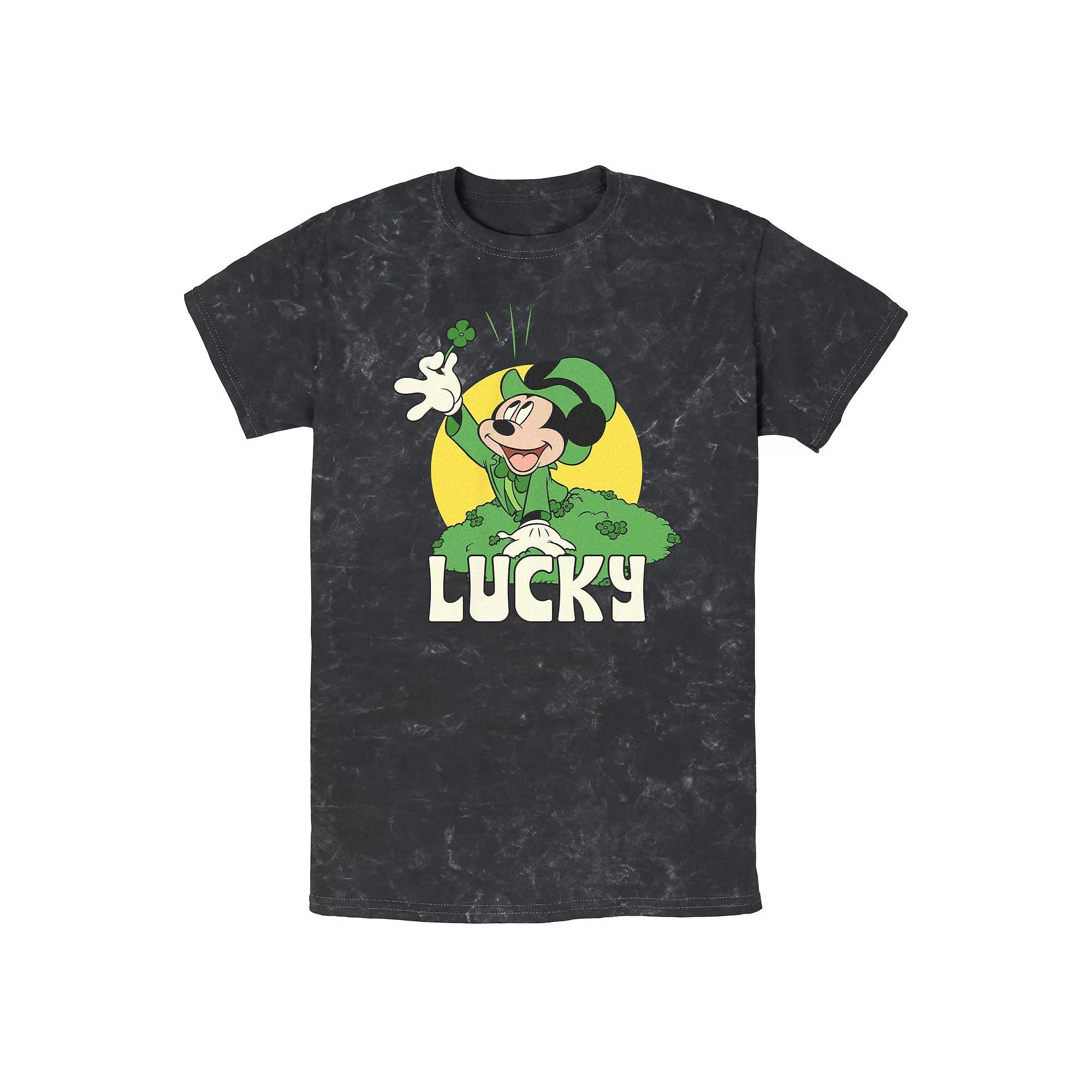 Disney's Mickey Mouse Lucky Mineral Wash Men's Graphic Tee,  Product Image