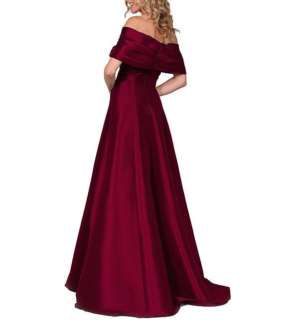 Terani Couture Pleated Off-the-Shoulder A-Line Gown Product Image