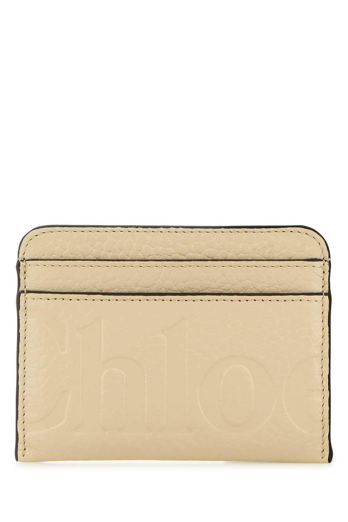 CHLOÉ Cream Leather Card Holder In Yellow Product Image