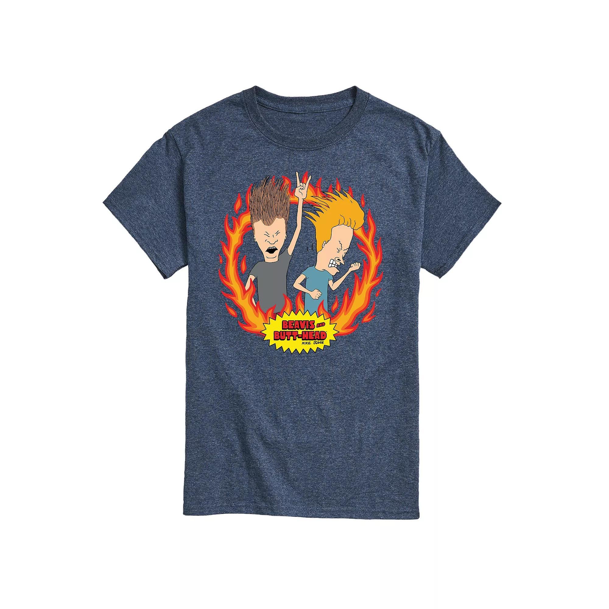 Big & Tall Beavis & Butthead Rock Flames Tee, Men's,  Product Image