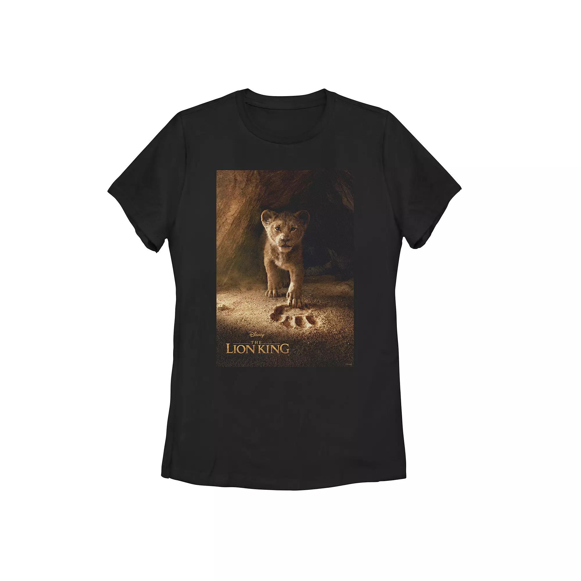 Juniors' Disney's The Lion King Simba Paw Print Poster Tee Shirt, Girl's, Size: Medium, Black Product Image