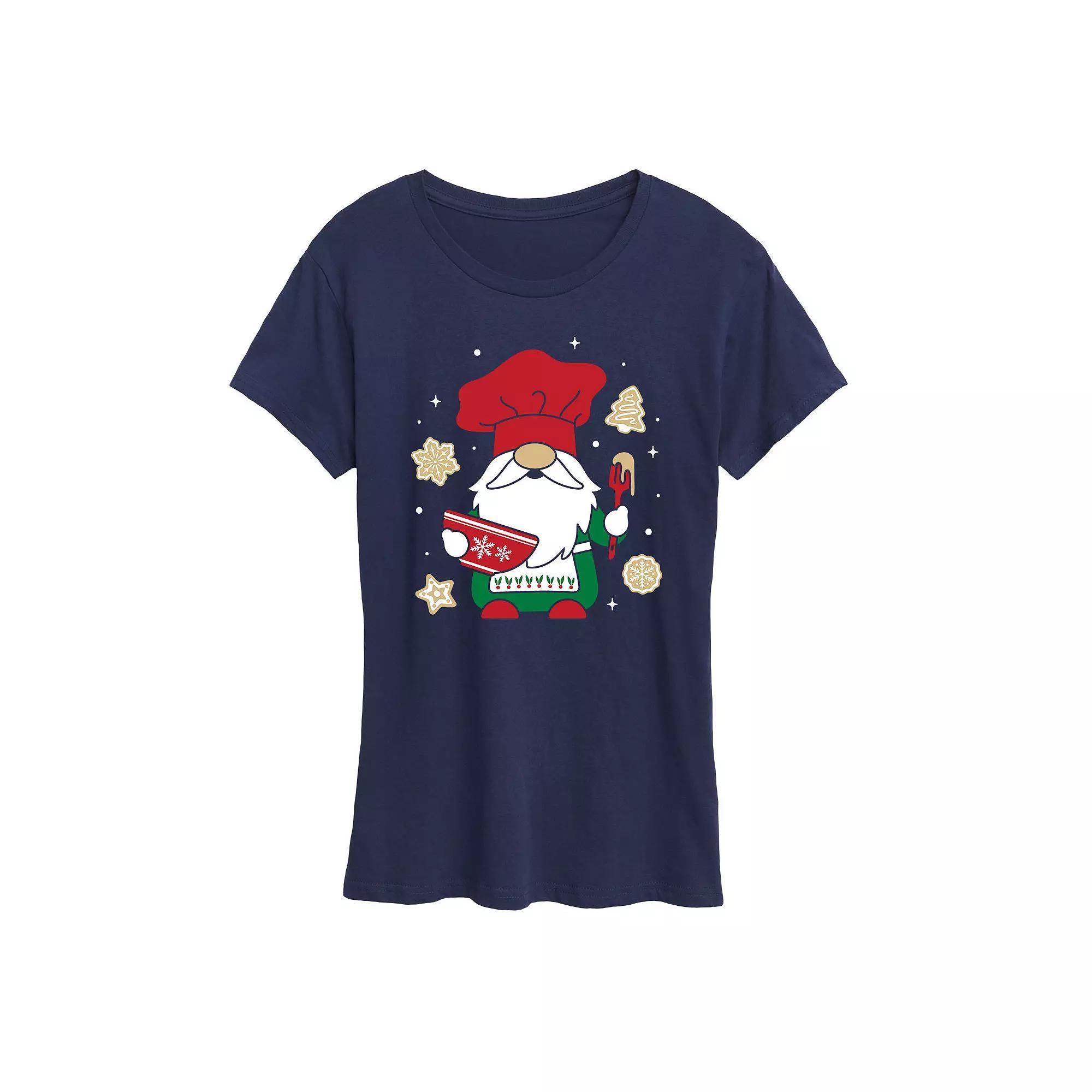 Women's Christmas Baking Gnome Graphic Tee, Girl's,  Product Image