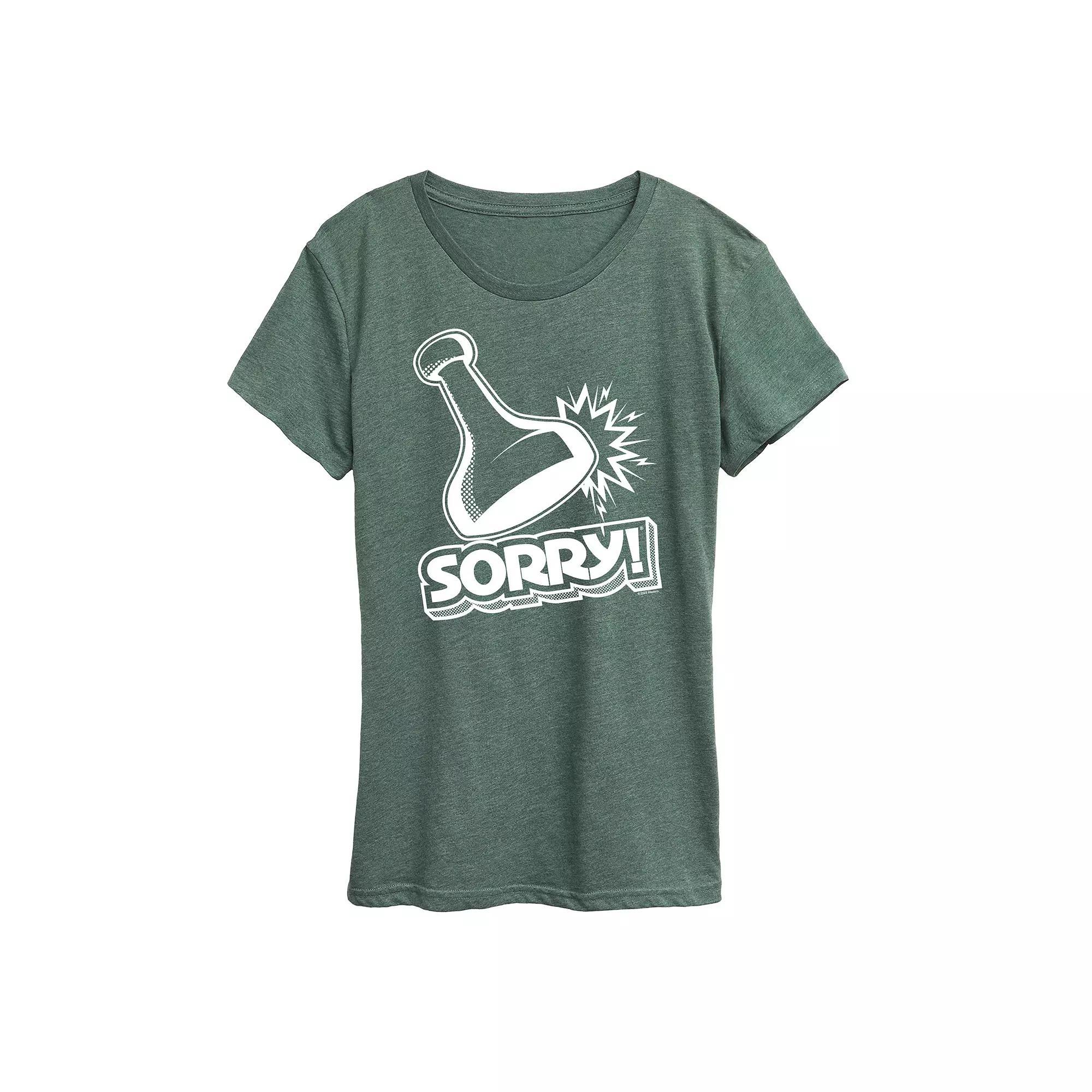 Women's Sorry Game Piece Graphic Tee by Hasbro, Size: Medium, Grey Green Product Image