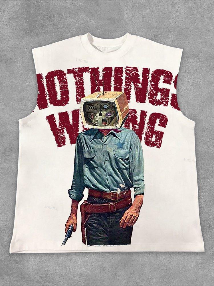 Sopula Vintage Nothing Wrong Graphic Print Cotton Sleeveless Shirts Tank Top Product Image