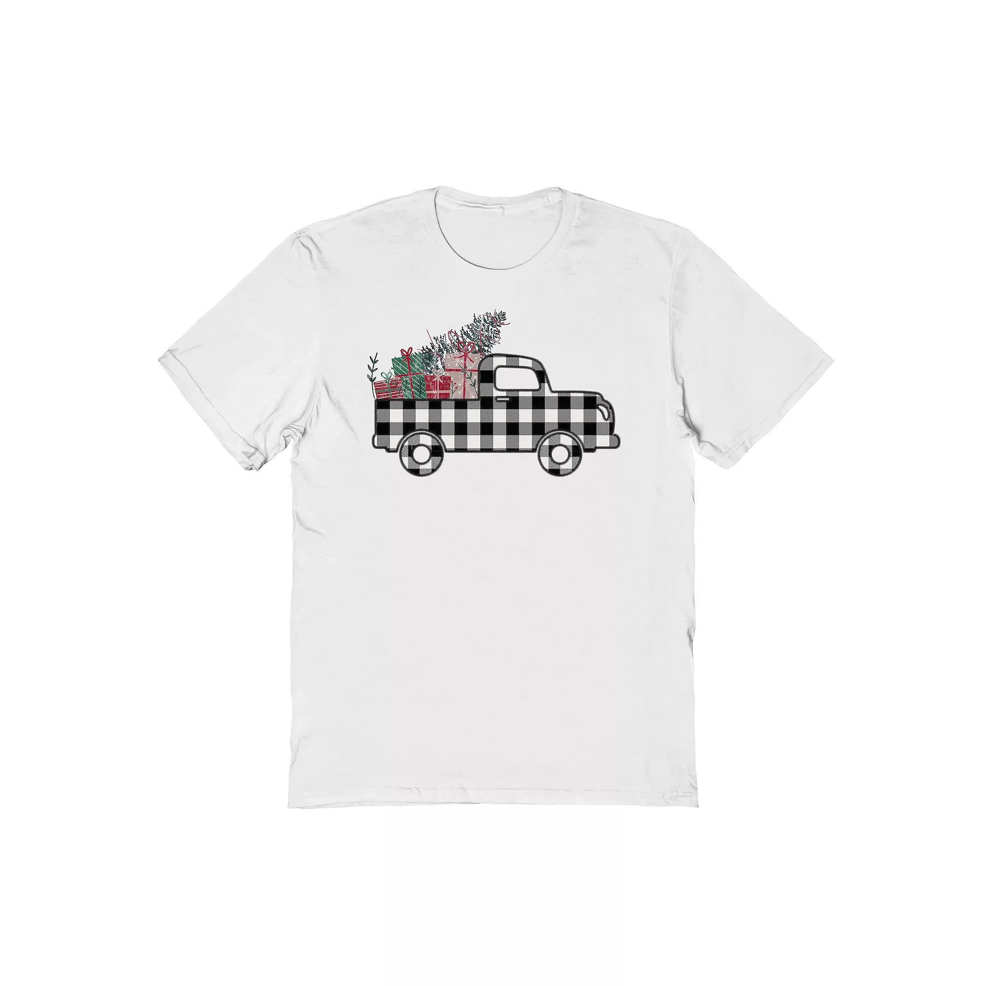 Men's Plaid Christmas Truck Graphic Tee, Adult Unisex,  Product Image