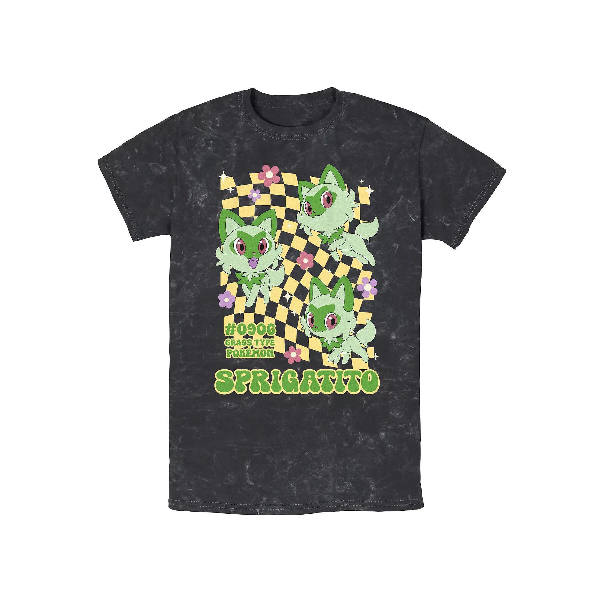 Men's Pokemon Sprigatito Grass Type Pokemon Mineral Wash Graphic Tee,  Product Image