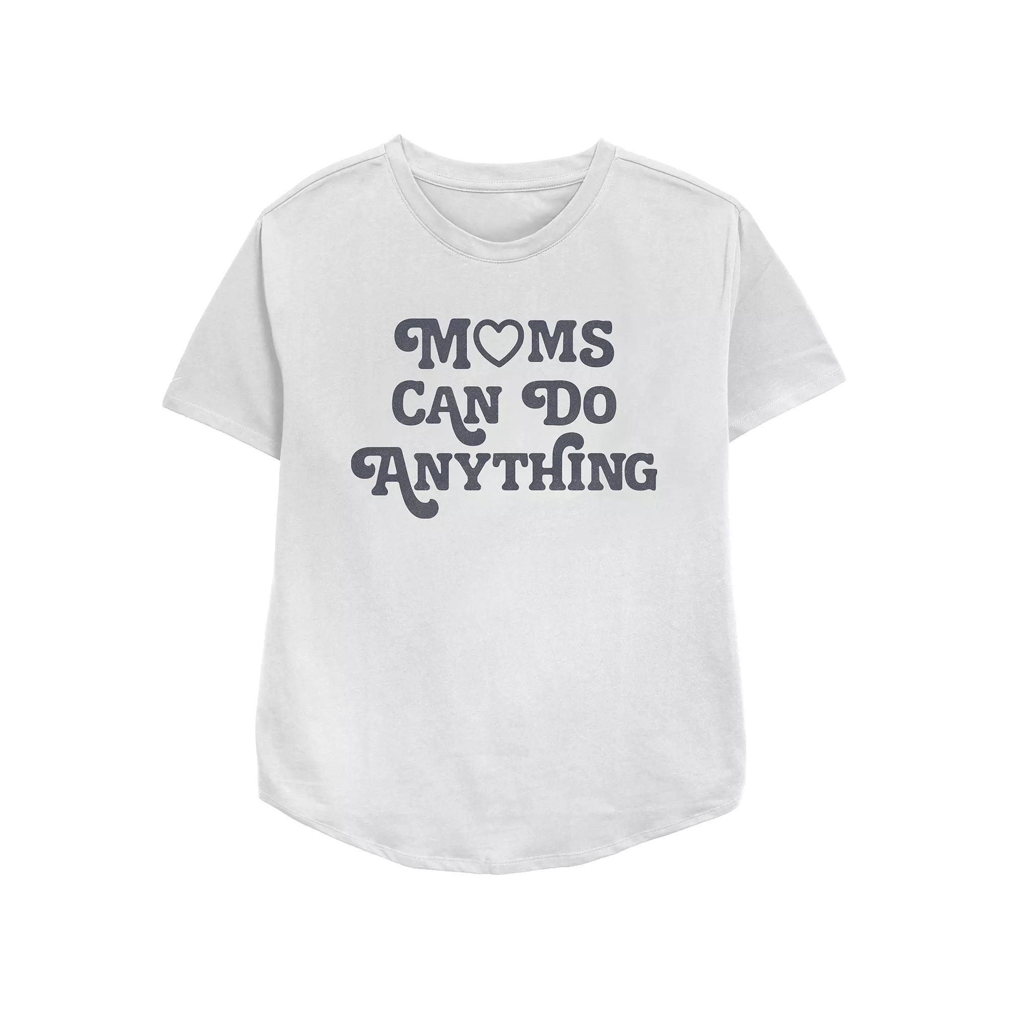 Women's Moms Can Do Anything Relaxed Fit Graphic Tee, Size: Large, White Product Image