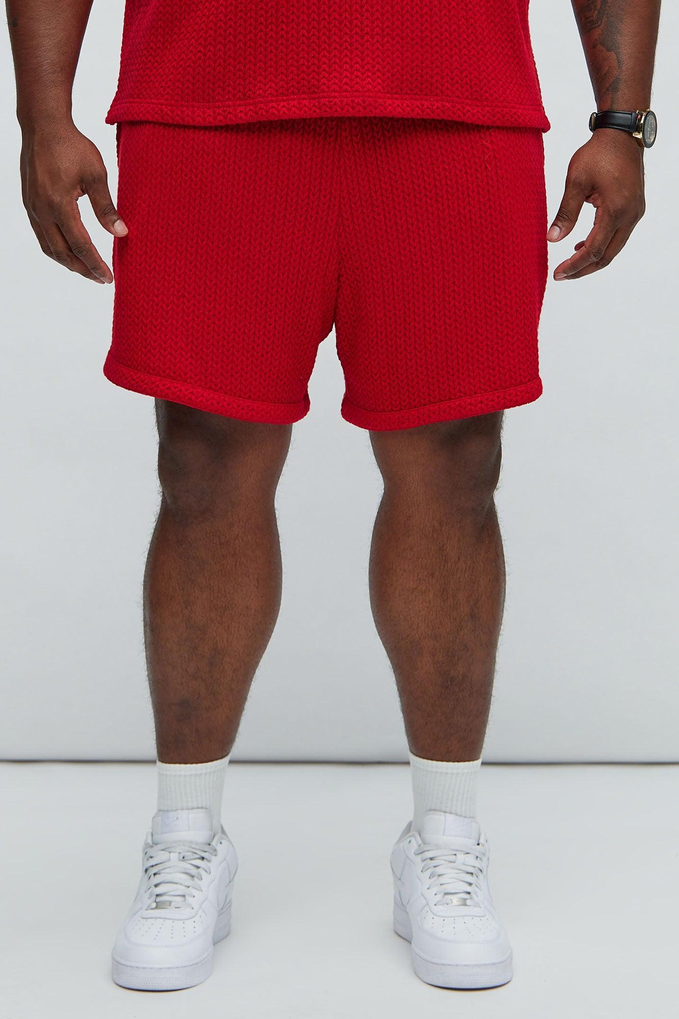Catanina Textured Shorts - Red Product Image