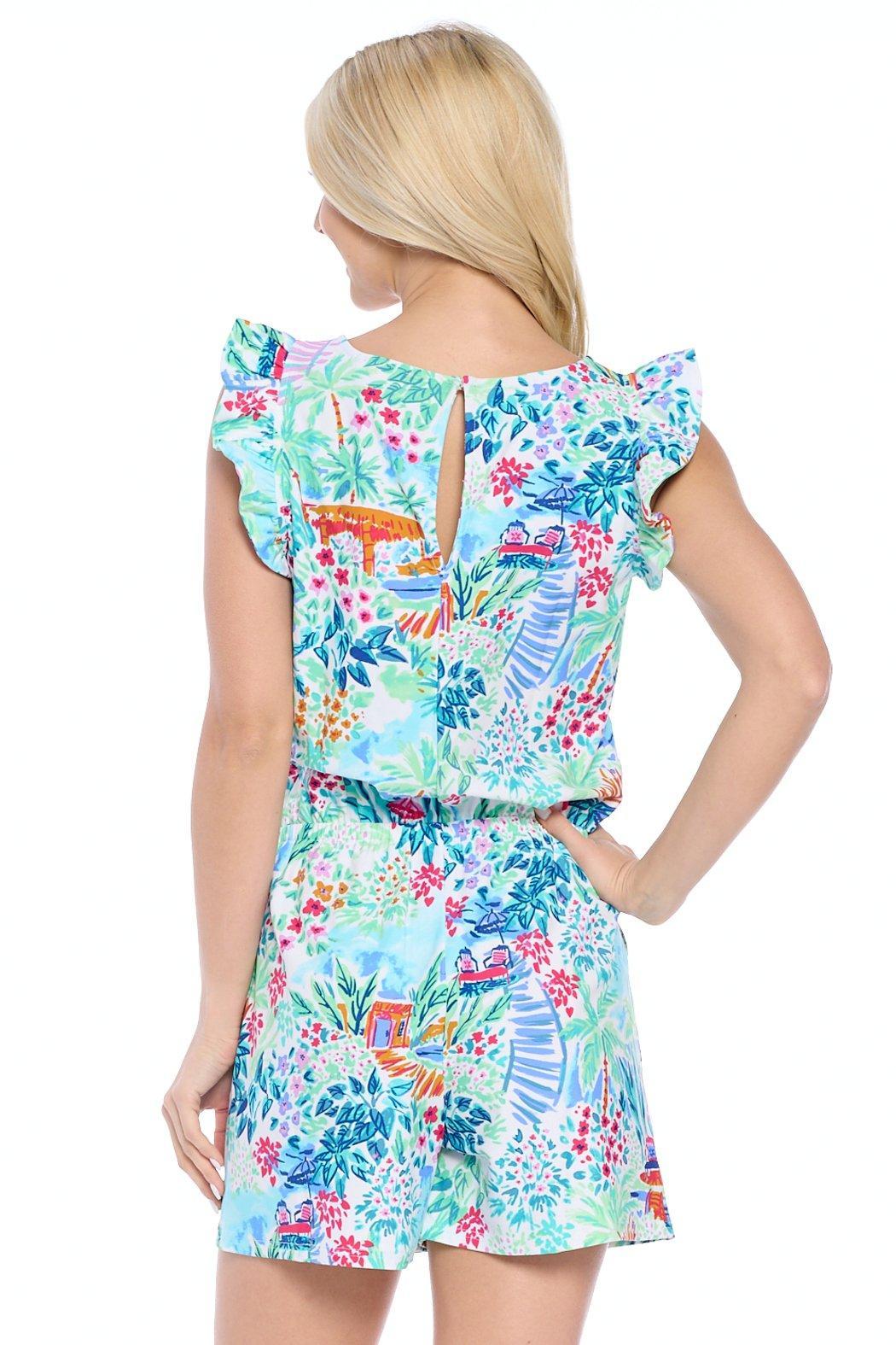 White  Ruffle Sleeve Romper Product Image