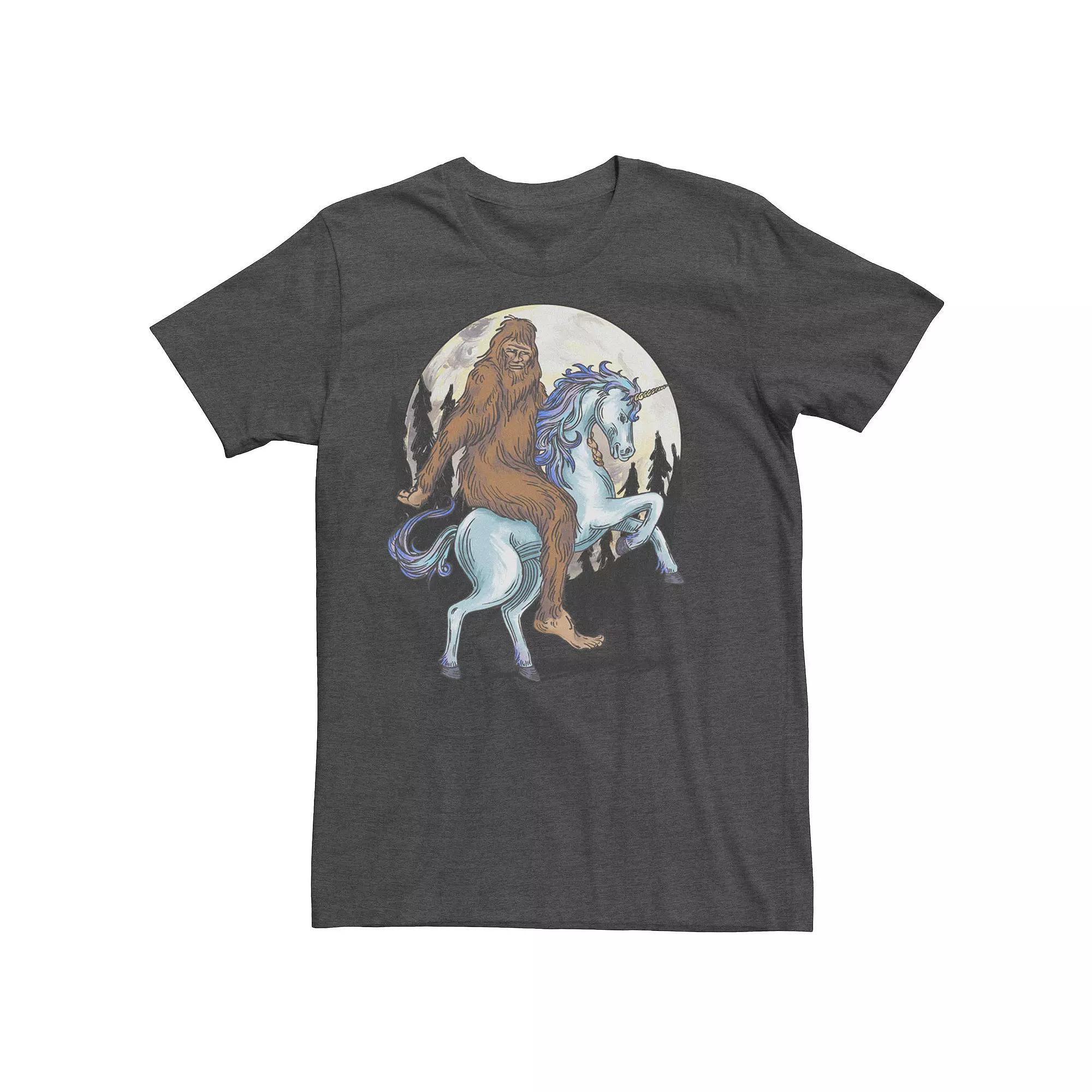 Men's Big Foot On A Unicorn Drawing Tee, Size: XL, Grey Heather Product Image