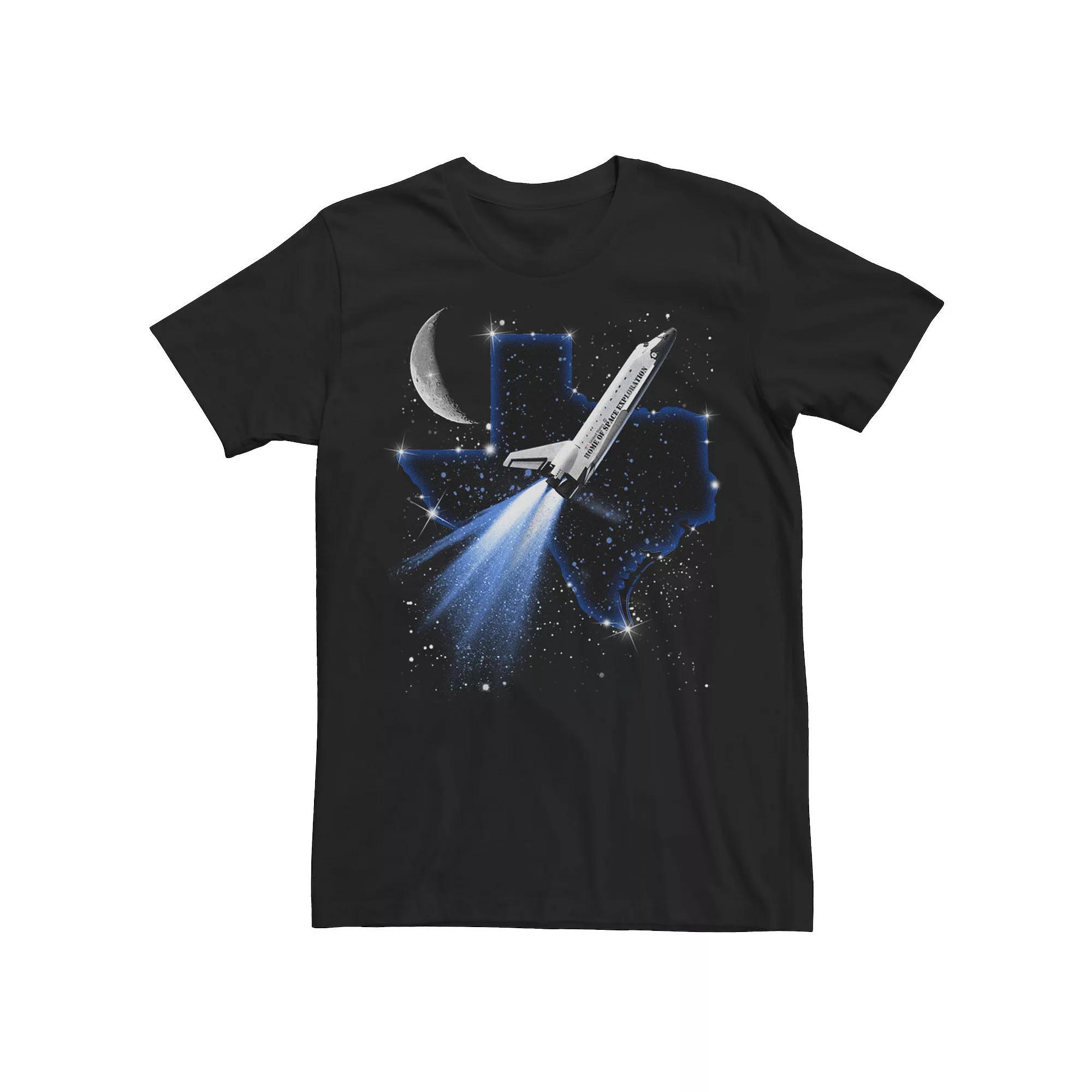 Men's Space Texas Rocket Launch Moon Stars Galaxy Graphic Tee, Size: XL, Black Product Image