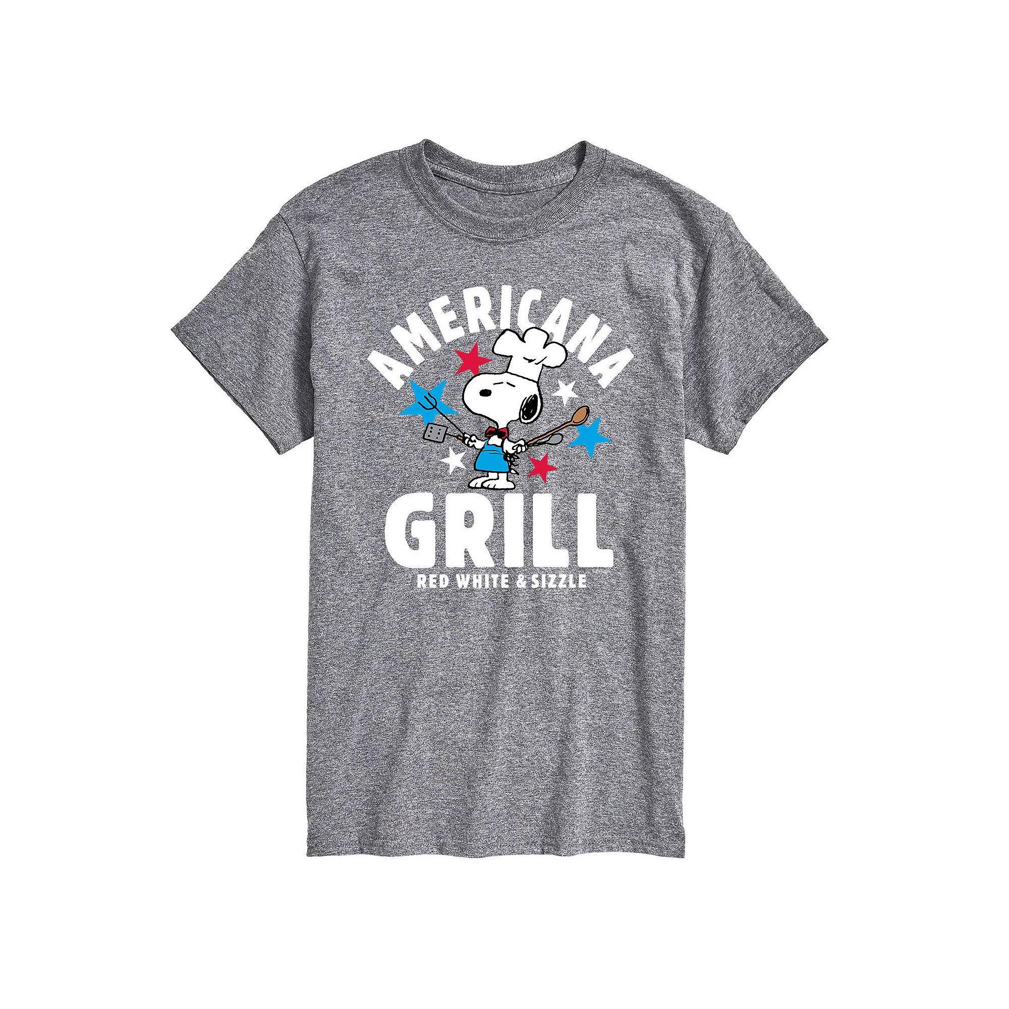 Men's Peanuts Americana Grill Tee, Size: XXL, Athletic Grey Product Image