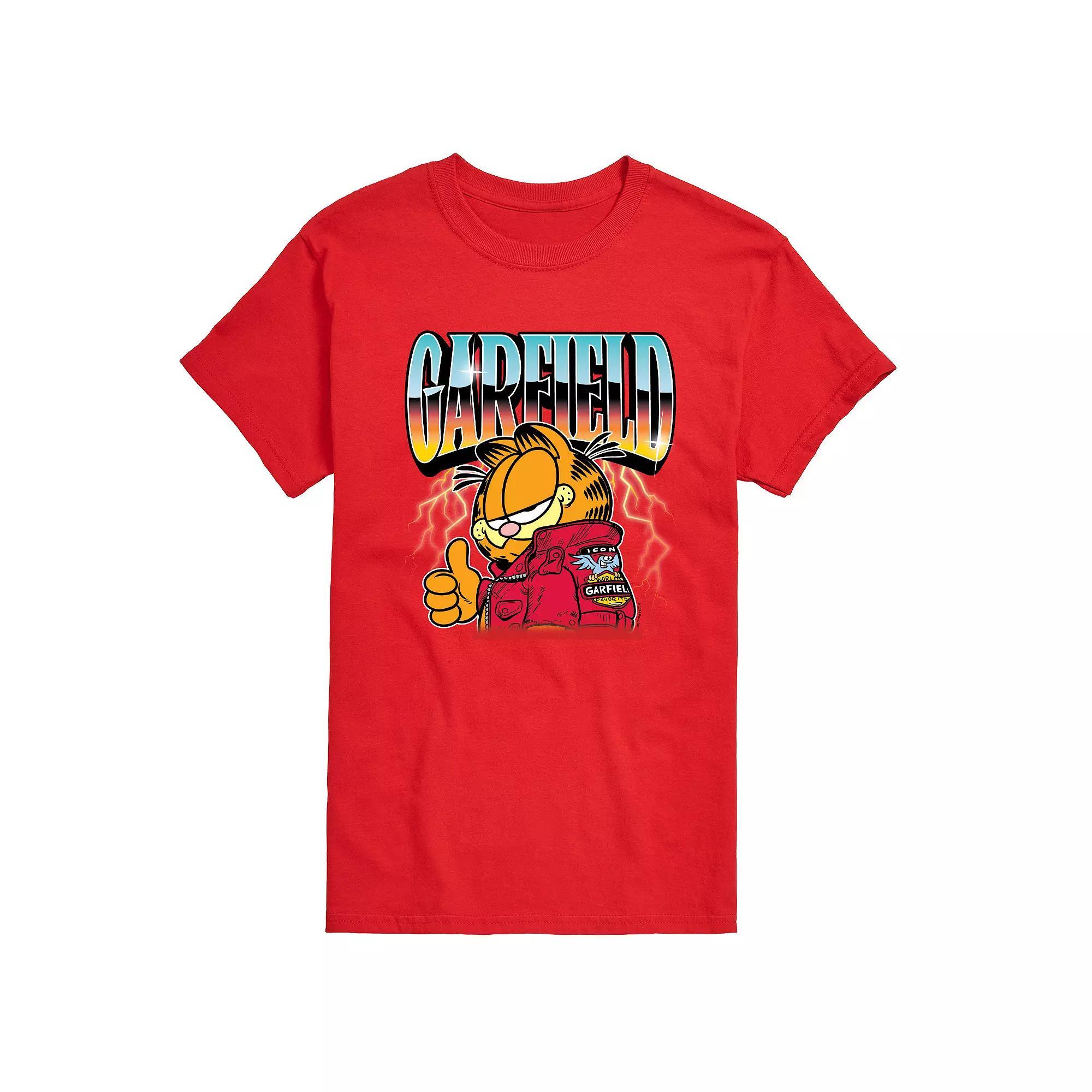 Men's Garfield Motorcycle Chrome Graphic Tee, Size: Large, Red Product Image