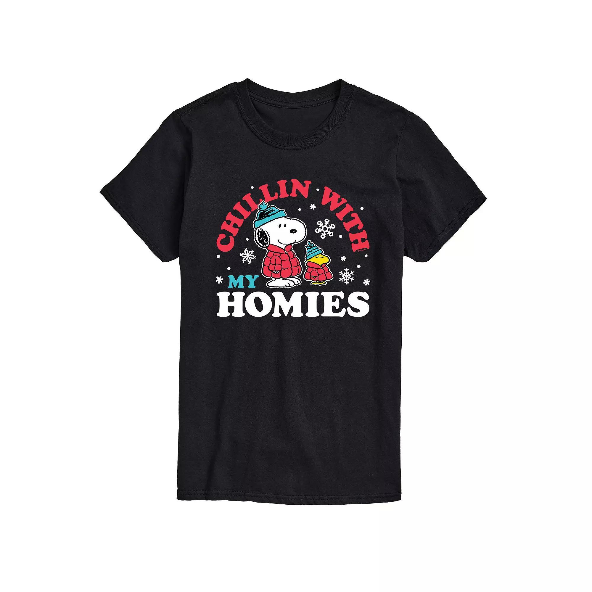 Men's Peanuts Chillin With My Homies Tee, Size: Medium, Black Product Image