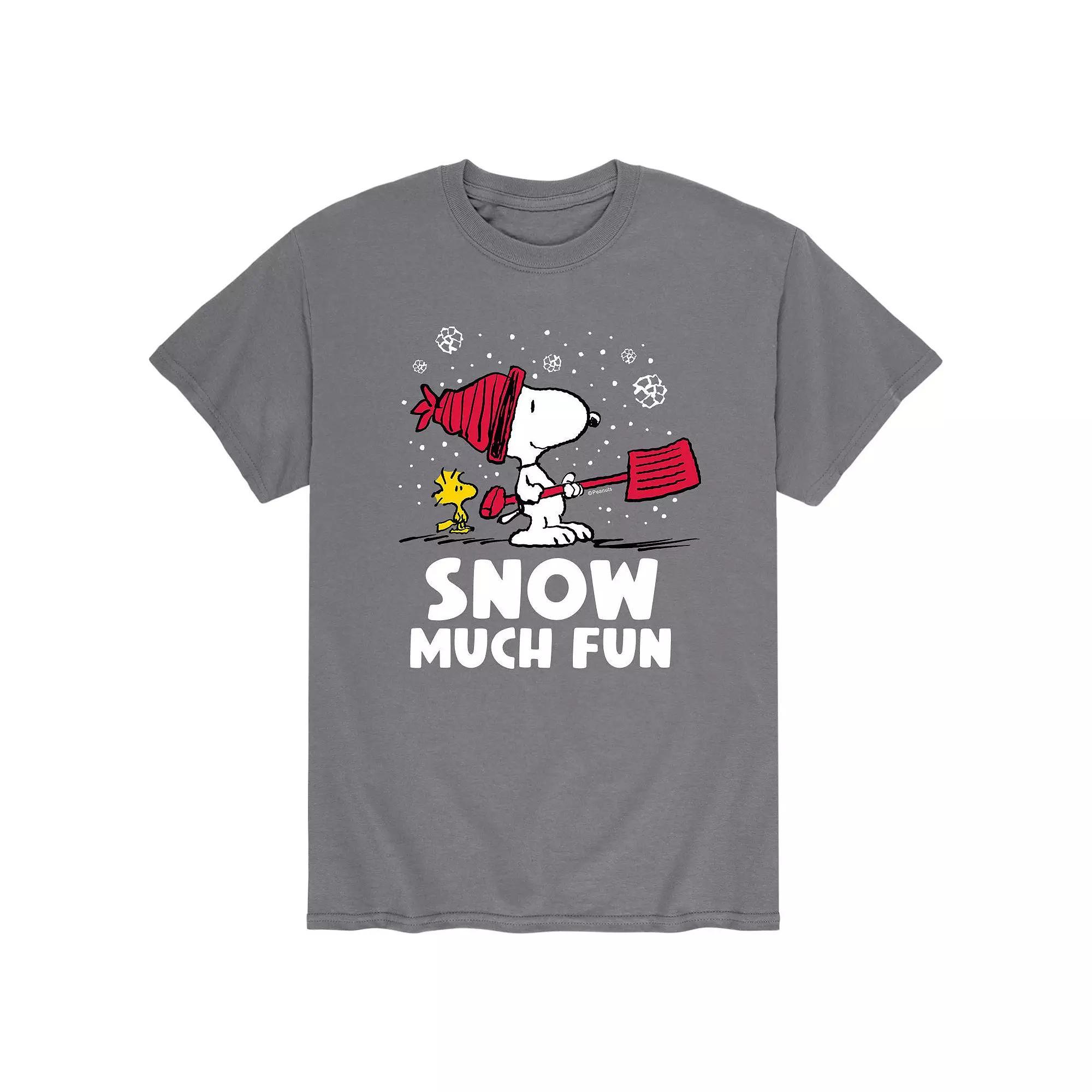 Men's Peanuts Snoopy "Snow Much Fun" Tee, Size: Small, Grey Product Image