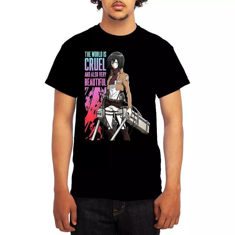 Men's Attack on Titan Mikasa Attack Faded Design Graphic Tee, Boy's, Size: XXL, Black Product Image