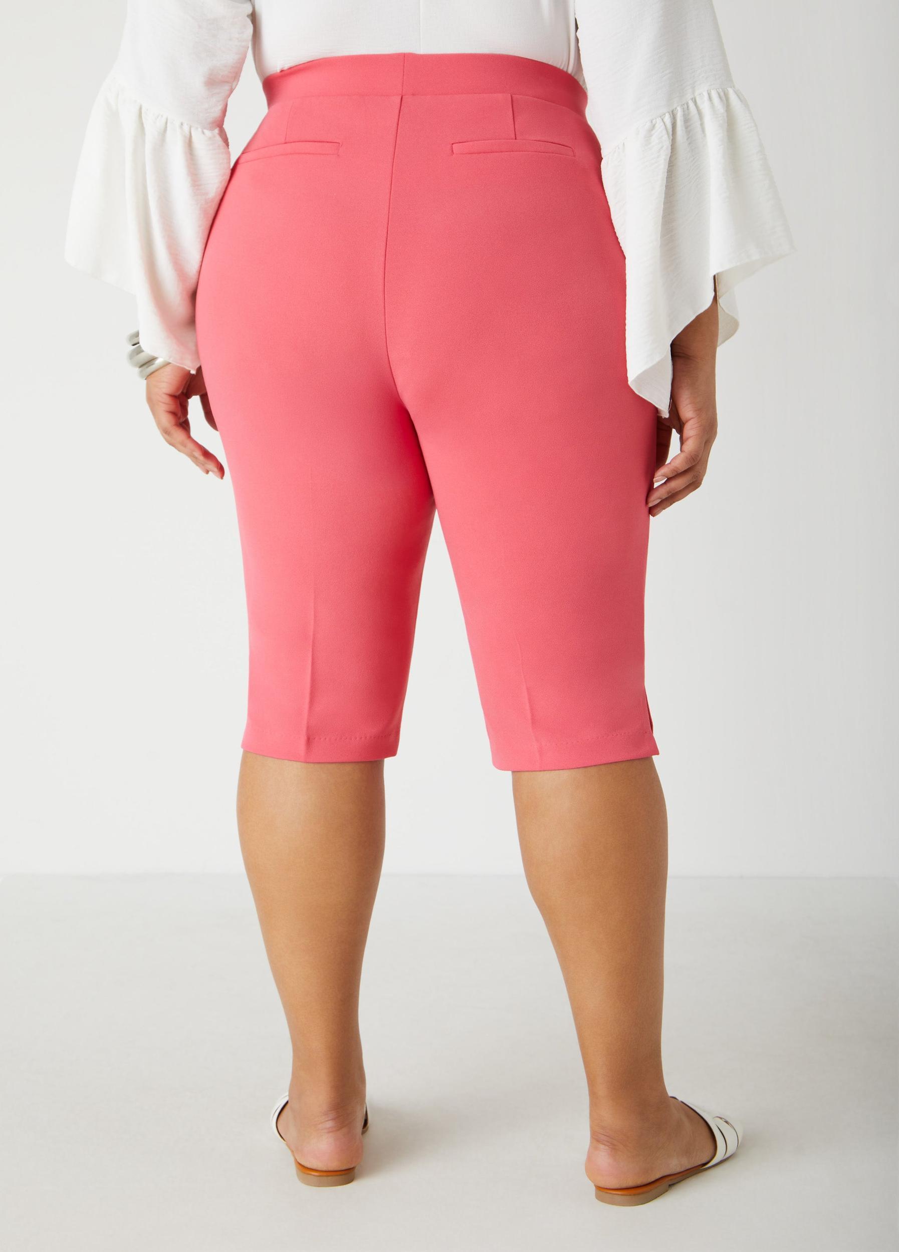 Plus Size Pintucked Crepe Shorts Ashley Stewart Product Image