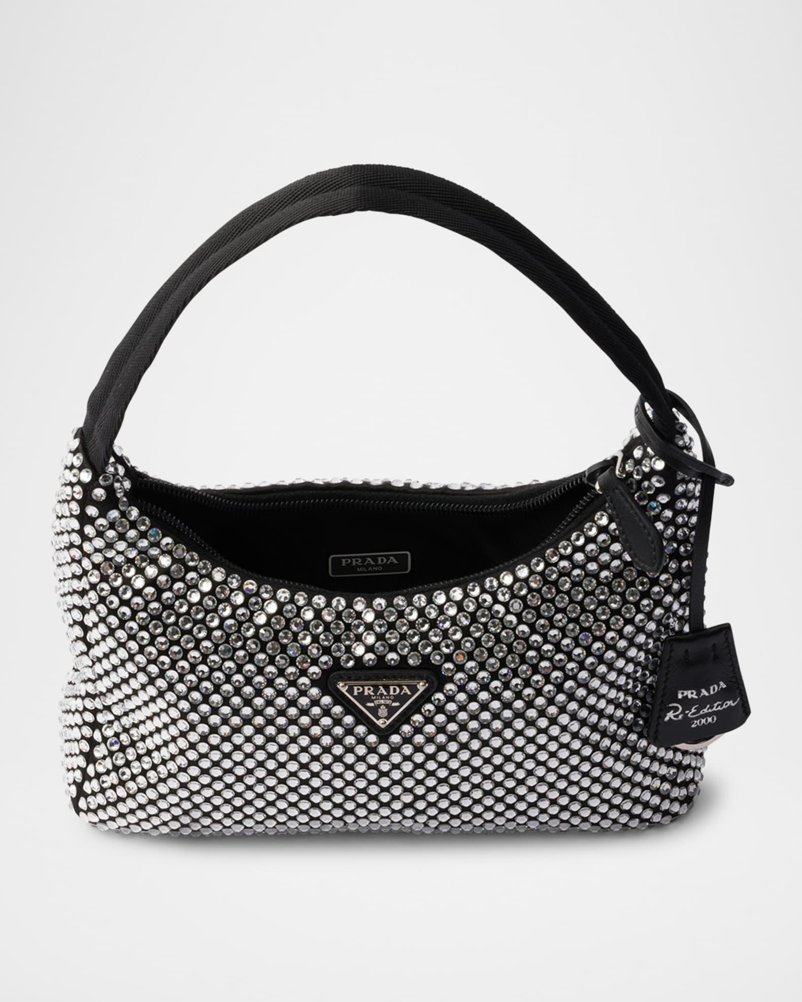 Re-Edition Crystal-Studded Satin Mini Hobo Bag Product Image