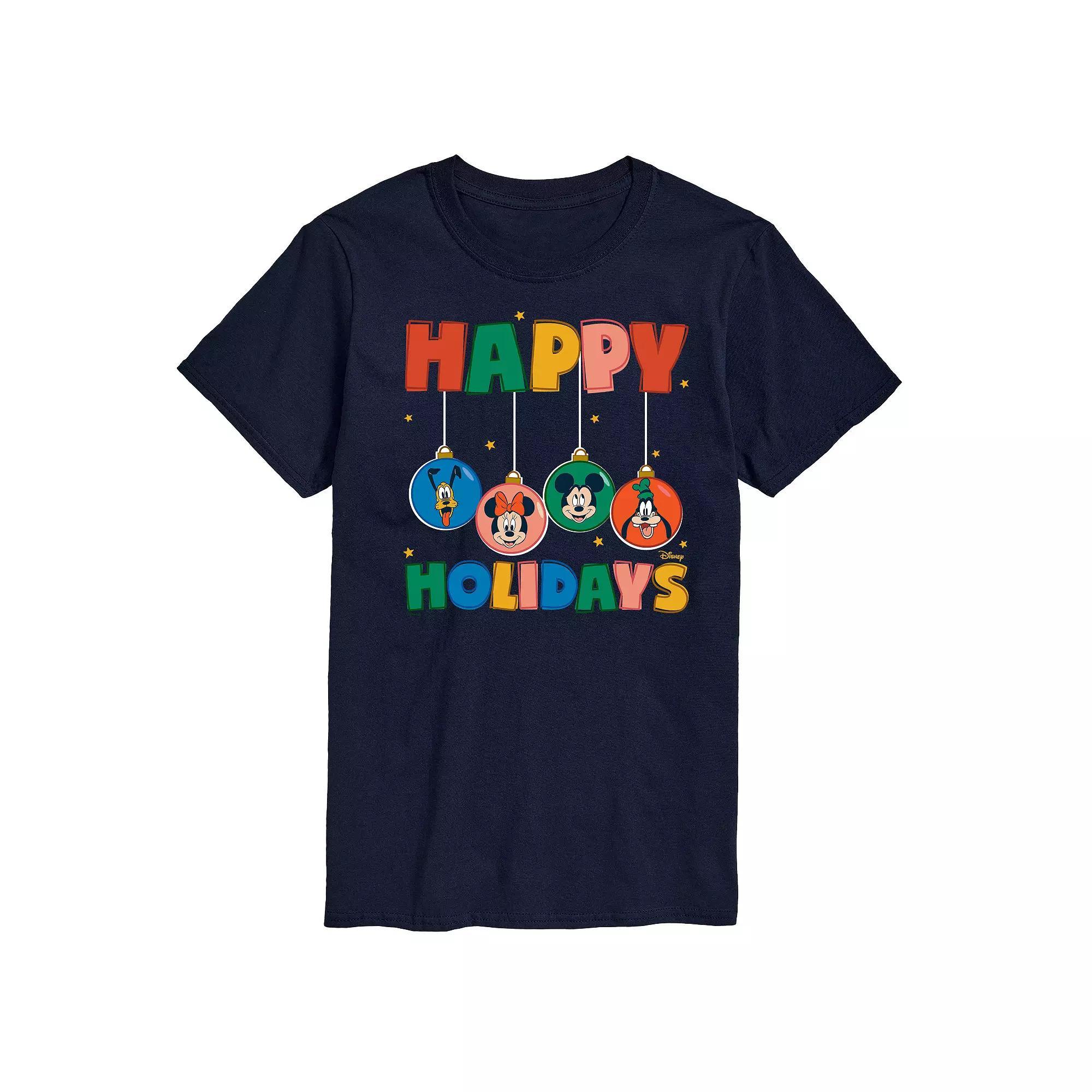 Disney's Mickey Mouse & Friends Big & Tall Happy Holidays Ornament Heads Graphic Tee, Men's, Size: 4XB, Blue Product Image