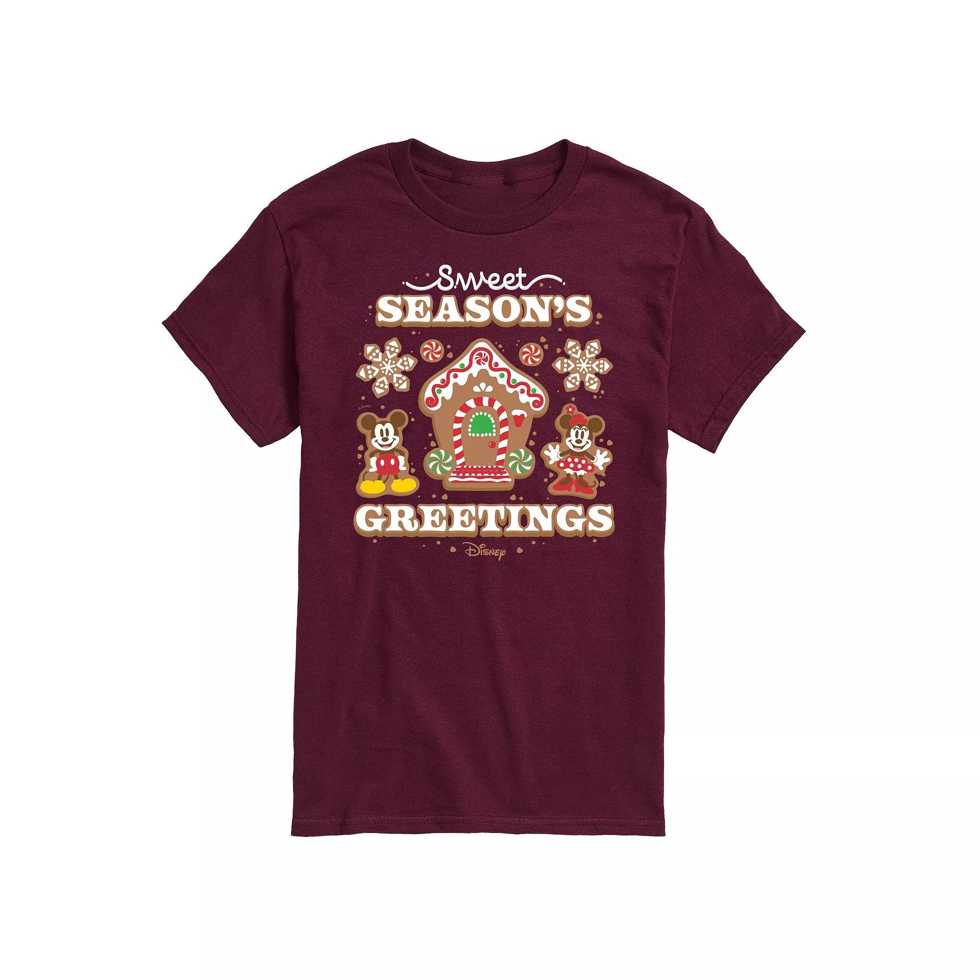 Disney's Mickey & Minnie Mouse Men's Sweet Seasons Greetings Graphic Tee,  Product Image